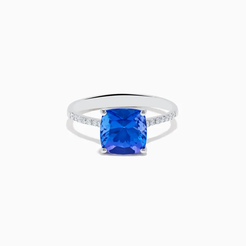 Nahla 14K White Gold Cusion Tanzanite and Diamond Ring sold by Effy