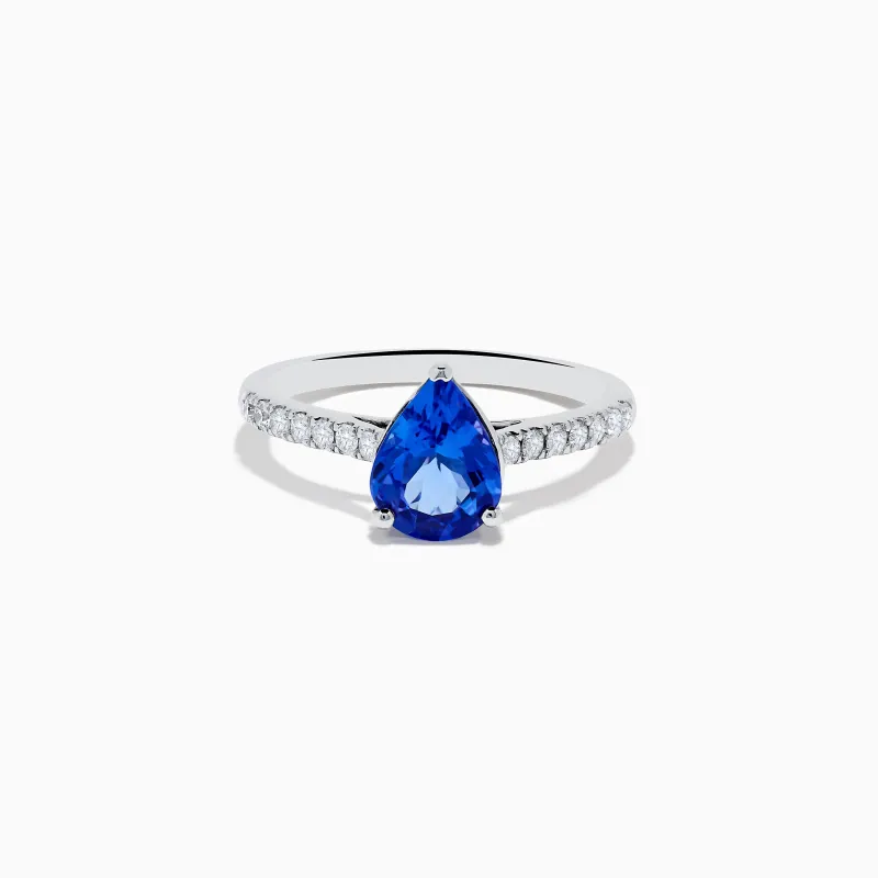 Nahla 14K White Gold Pear Tanzanite and Diamond Solitaire Ring sold by Effy