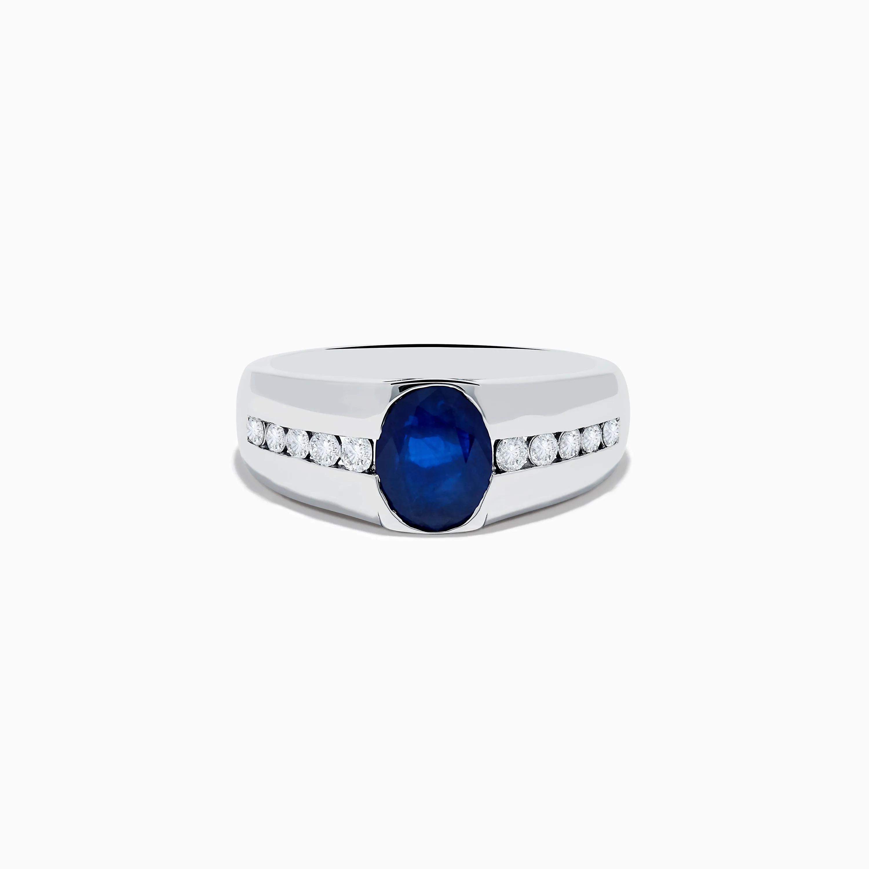 Men's 14K White Gold Sapphire and Diamond Ring sold by Effy
