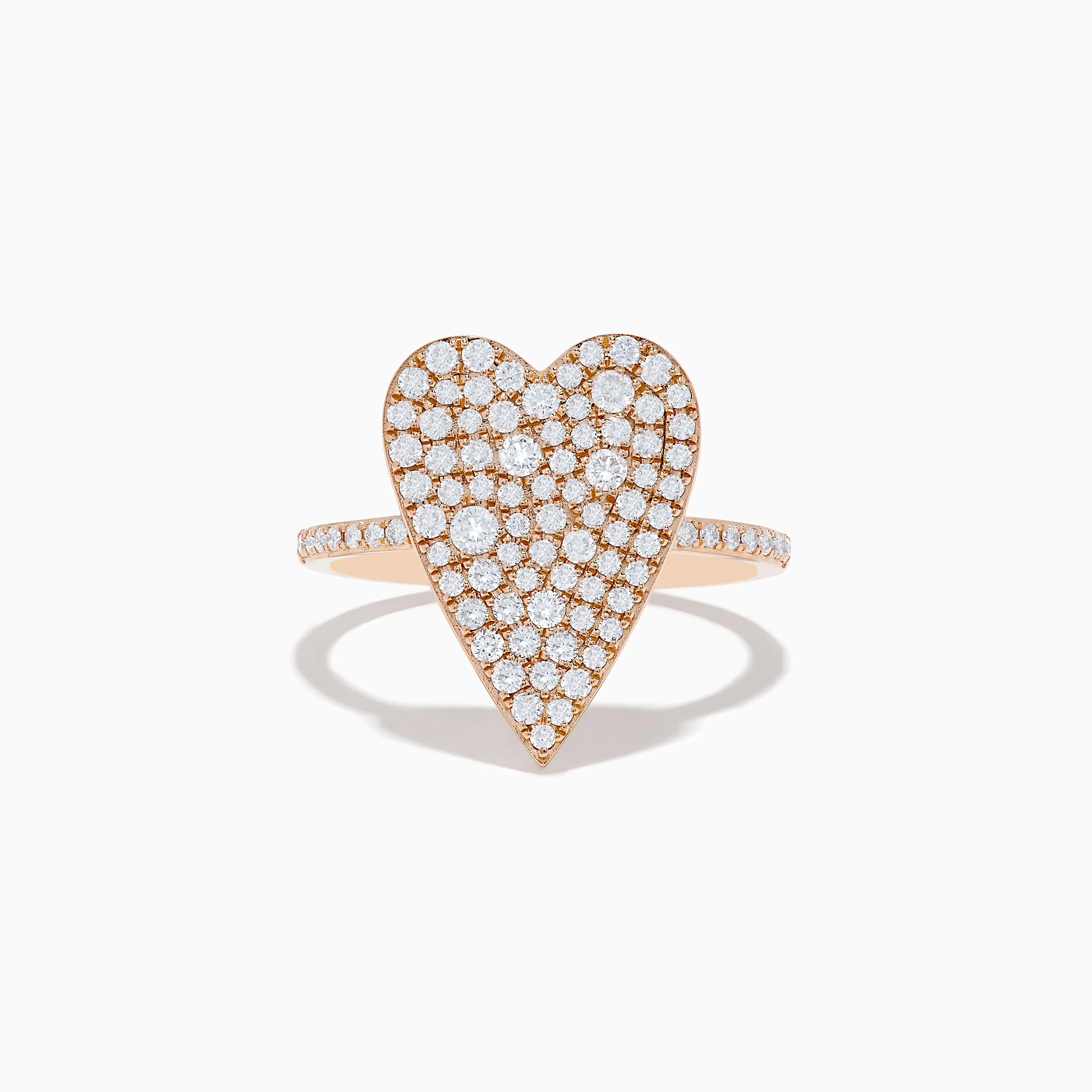 Pave Rose 14K Rose Gold Diamond Heart Ring sold by Effy