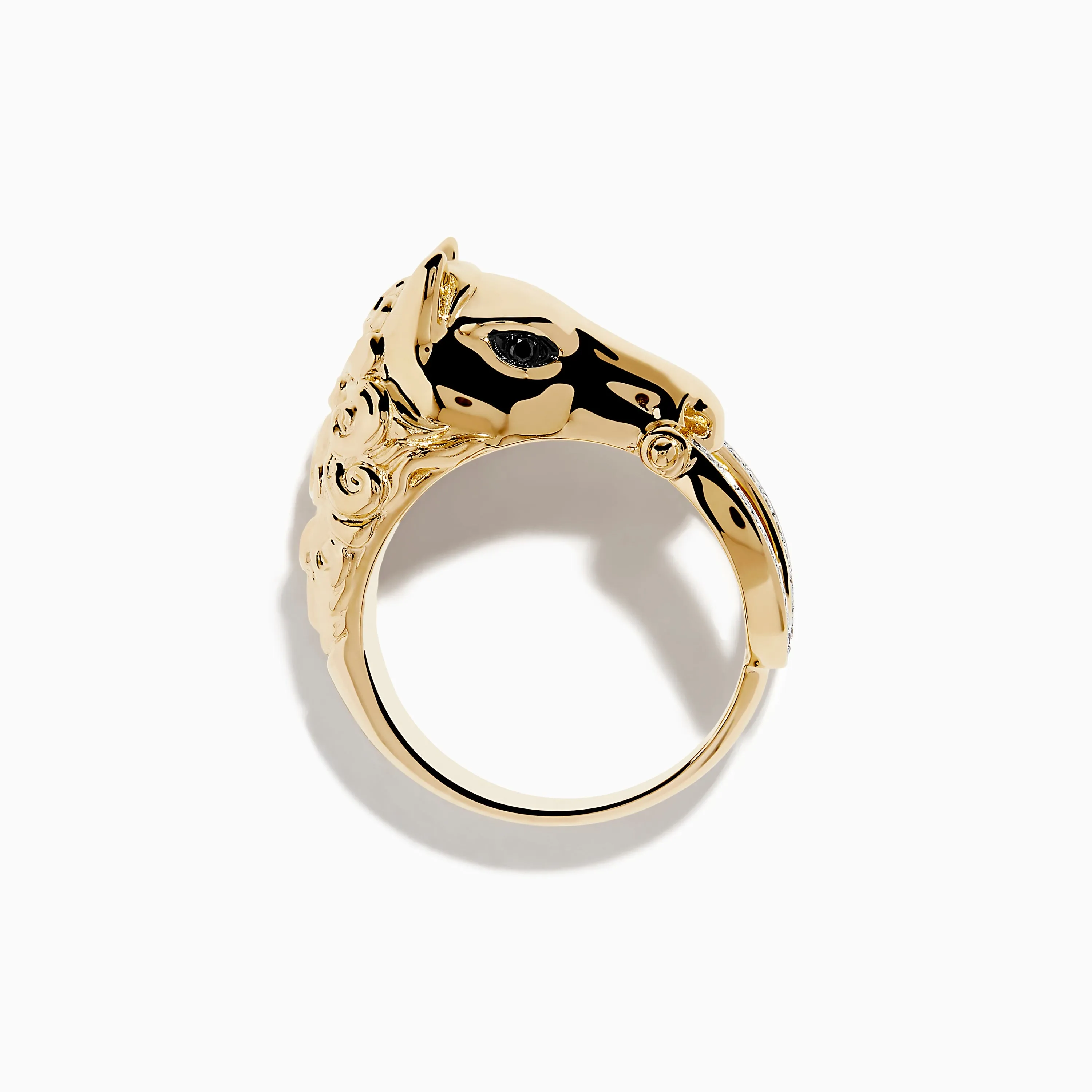 Men's 14K Yellow Gold Black and White Diamond Horse Ring sold by Effy product image thumbnail 3
