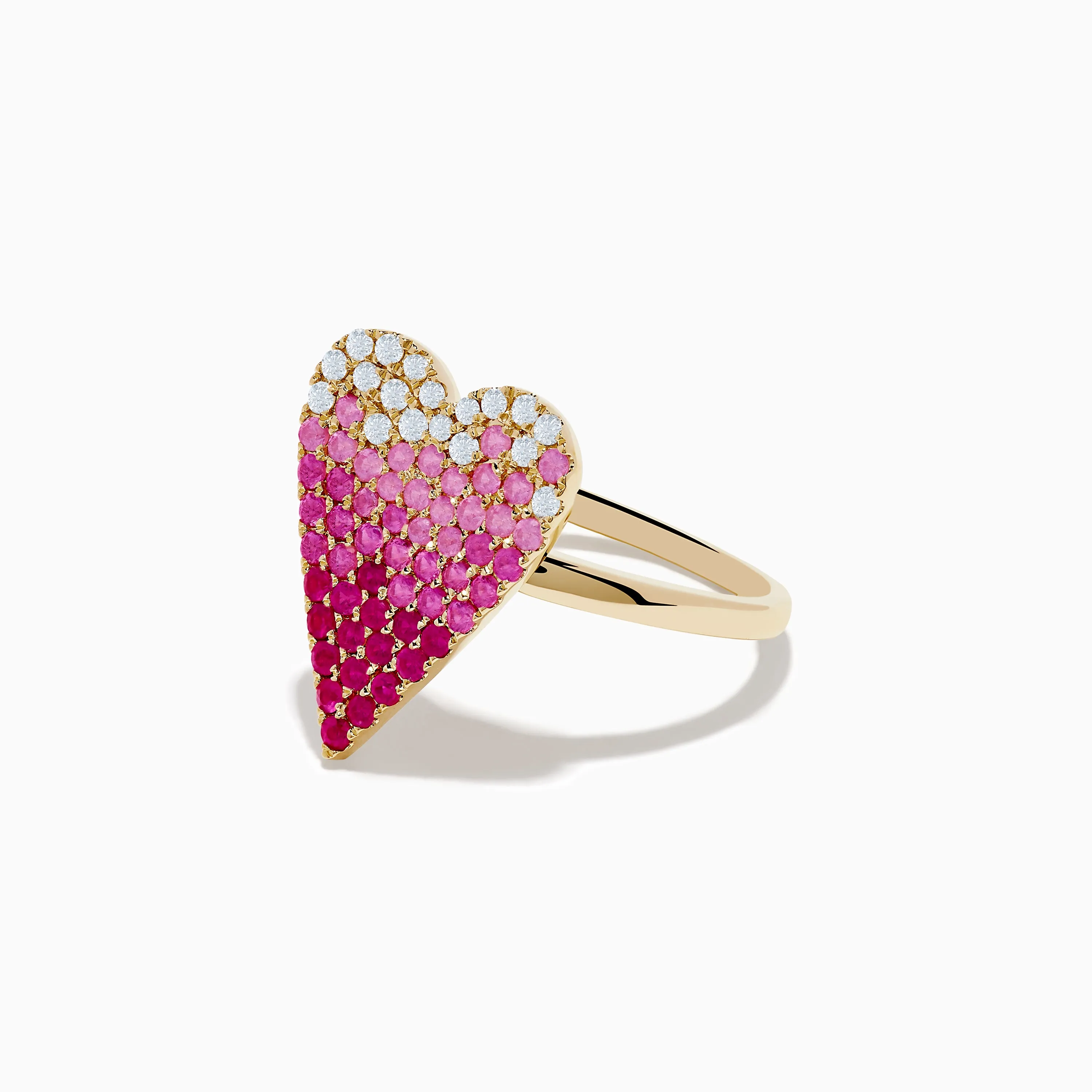 14K Yellow Gold Pink Sapphire & Diamond Heart Ring sold by Effy product image thumbnail 2