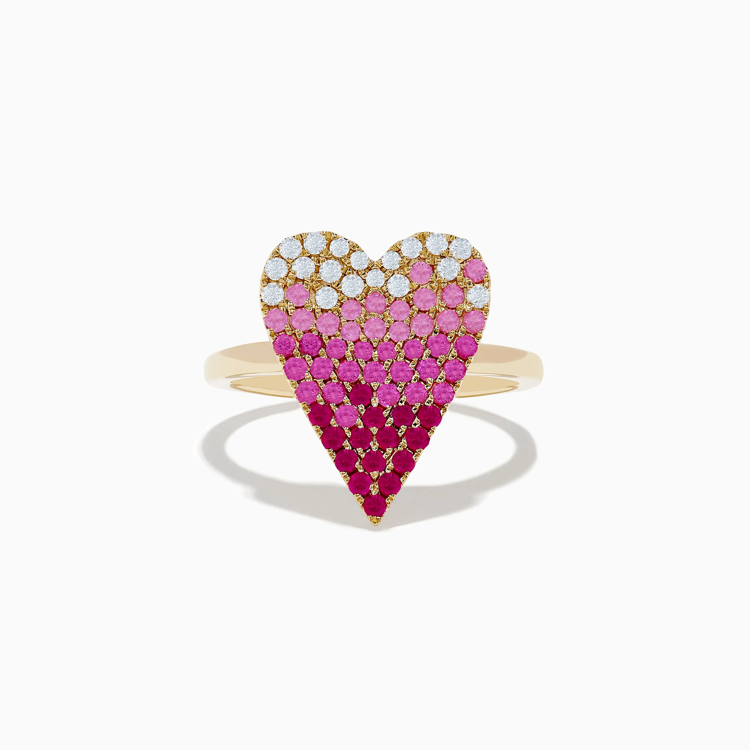 14K Yellow Gold Pink Sapphire & Diamond Heart Ring sold by Effy