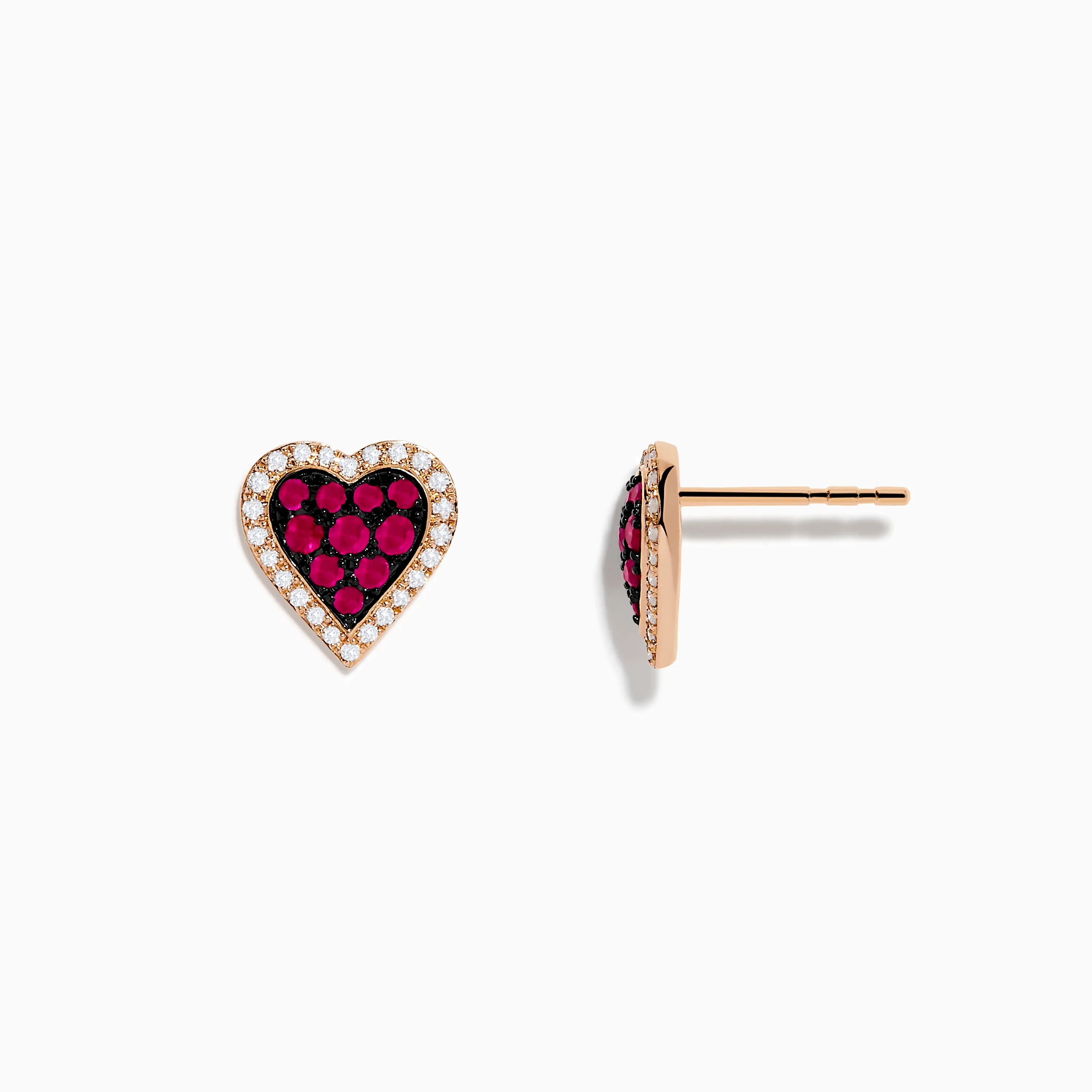 14K Rose Gold Ruby and Diamond Heart Earrings sold by Effy product image thumbnail 2