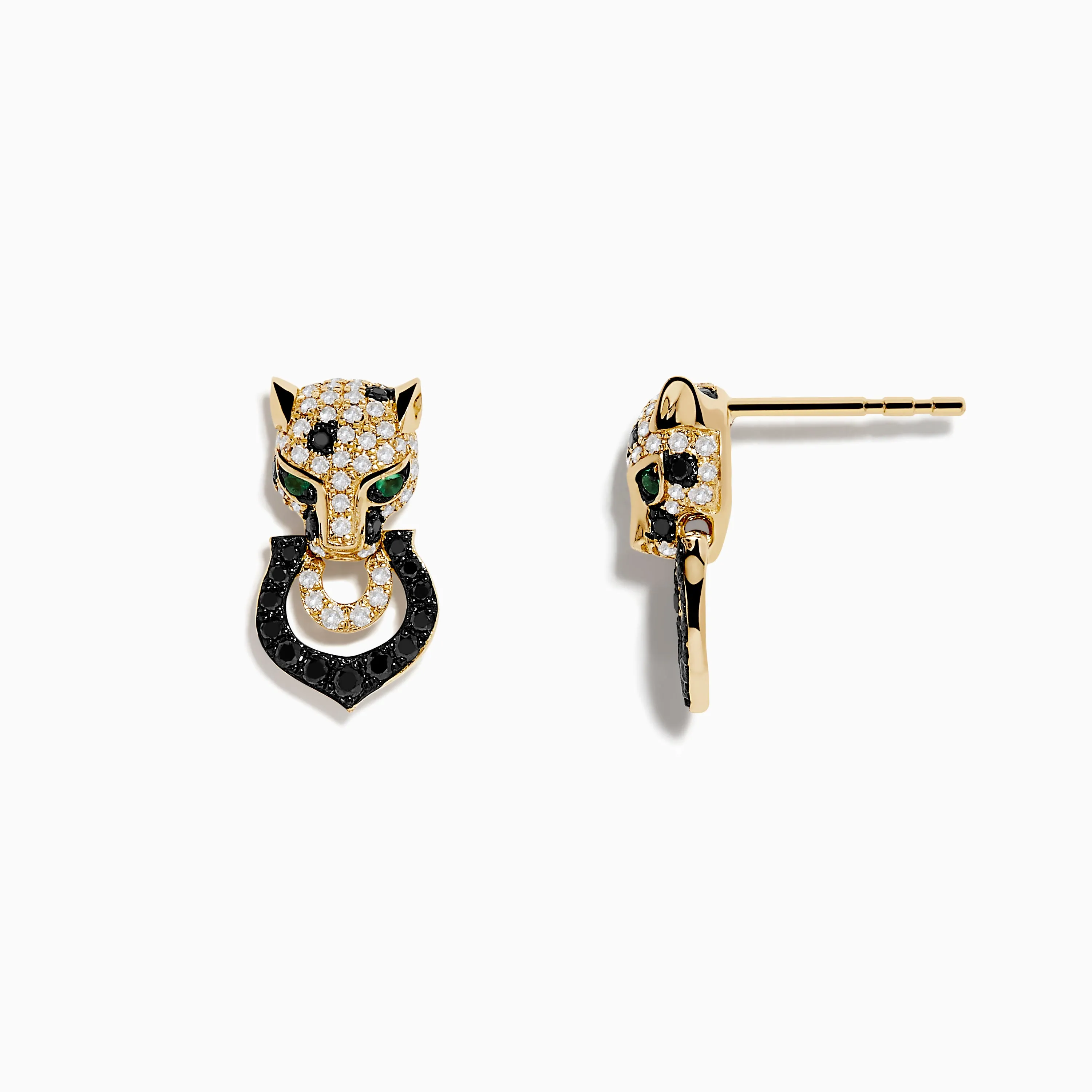 Signature 14K Yellow Gold White and Black Diamond Panther Earrings sold by Effy product image thumbnail 2