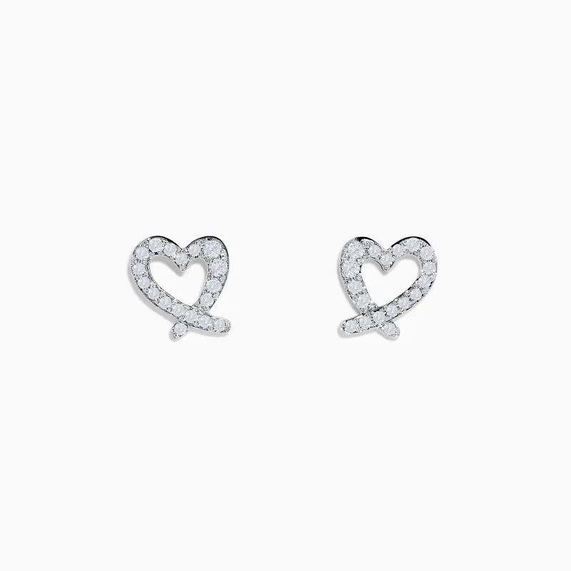 14K White Gold Diamond Heart Earrings sold by Effy
