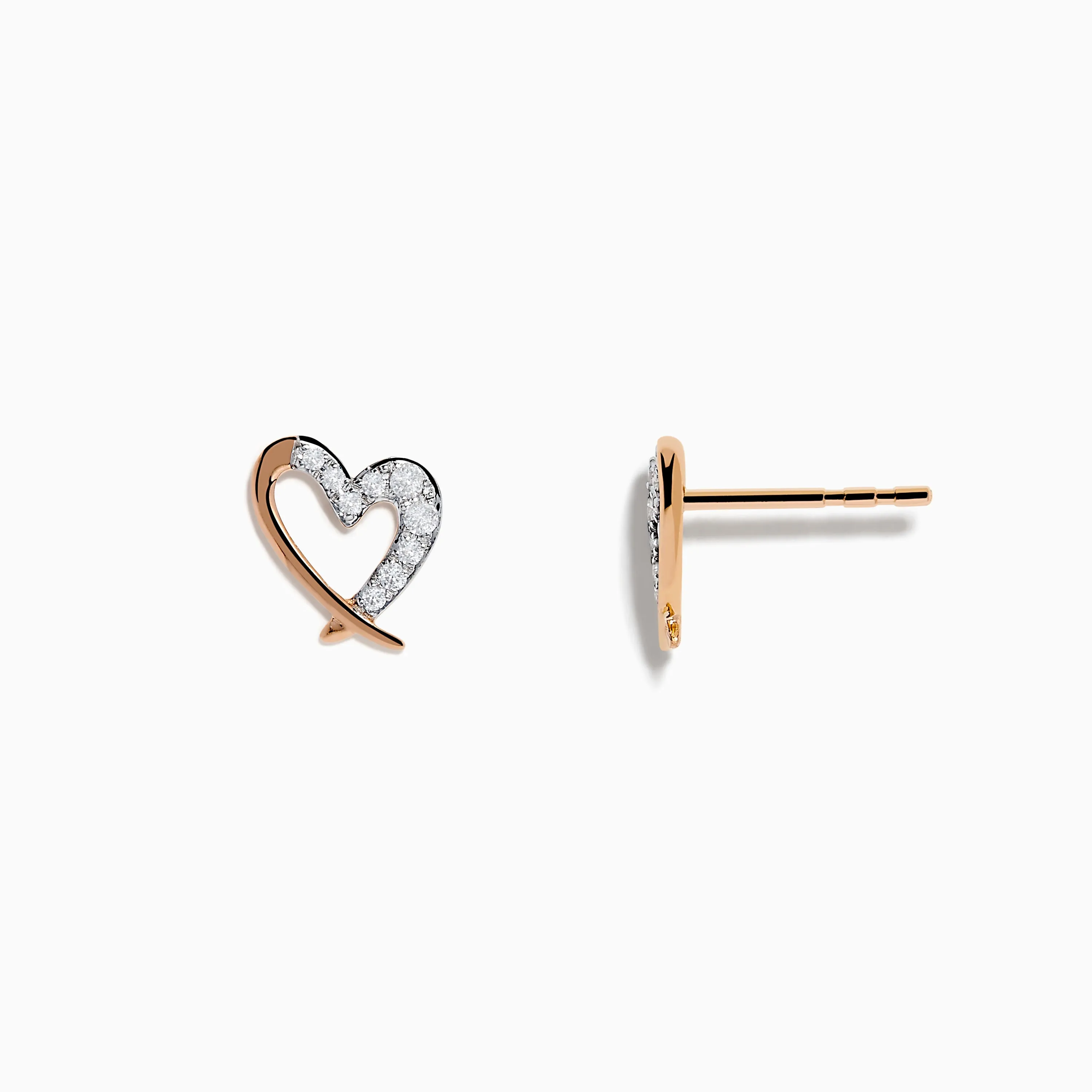 14K Rose Gold Diamond Open Heart Earrings sold by Effy product image thumbnail 2