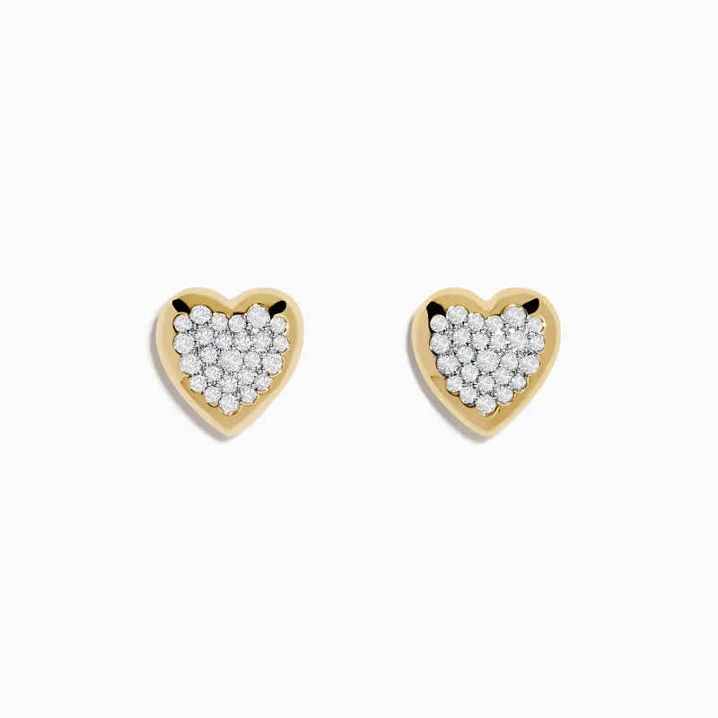 14K Yellow Gold Diamond Heart Earrings sold by Effy