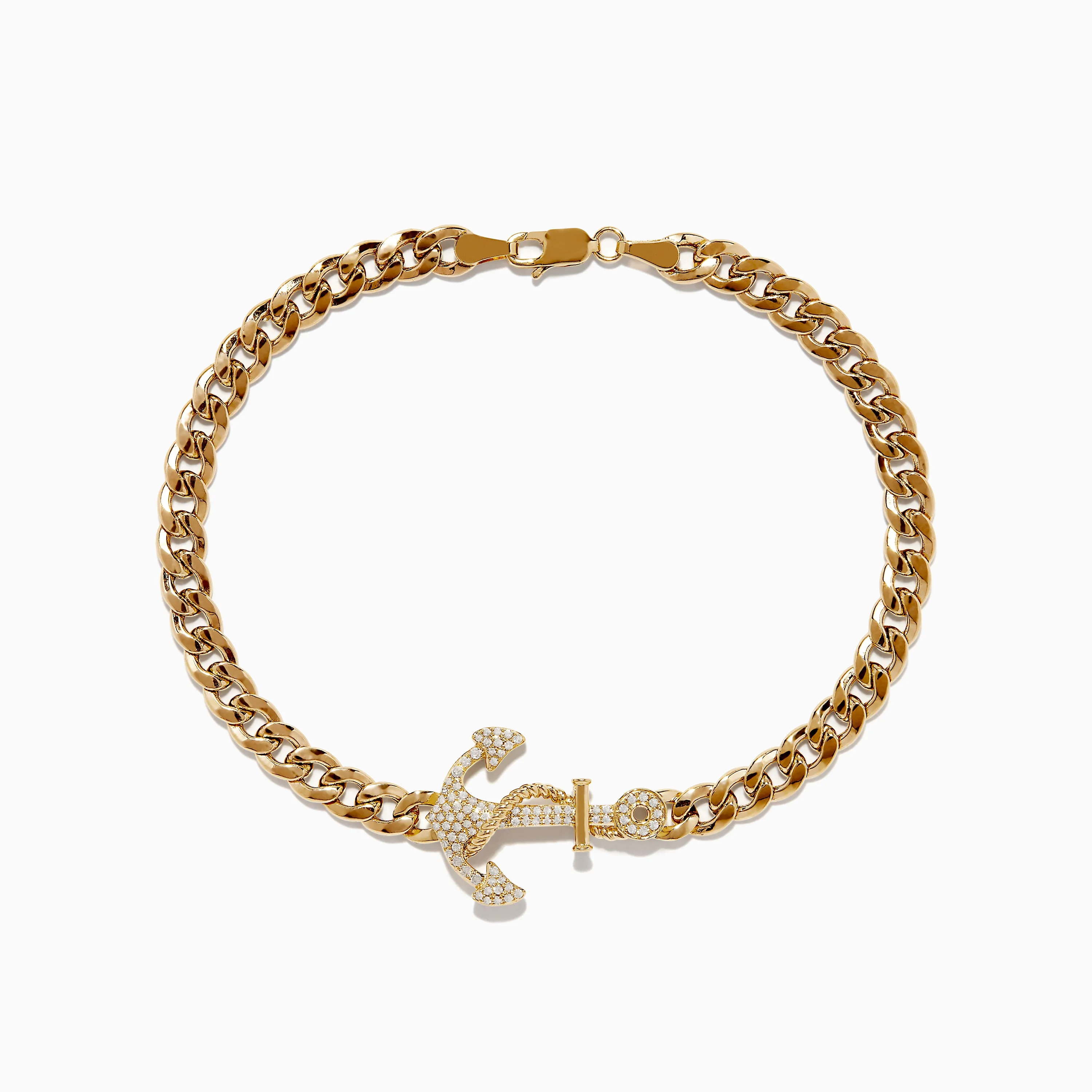 Men's 14K Yellow Gold Diamond Anchor Chain Bracelet sold by Effy