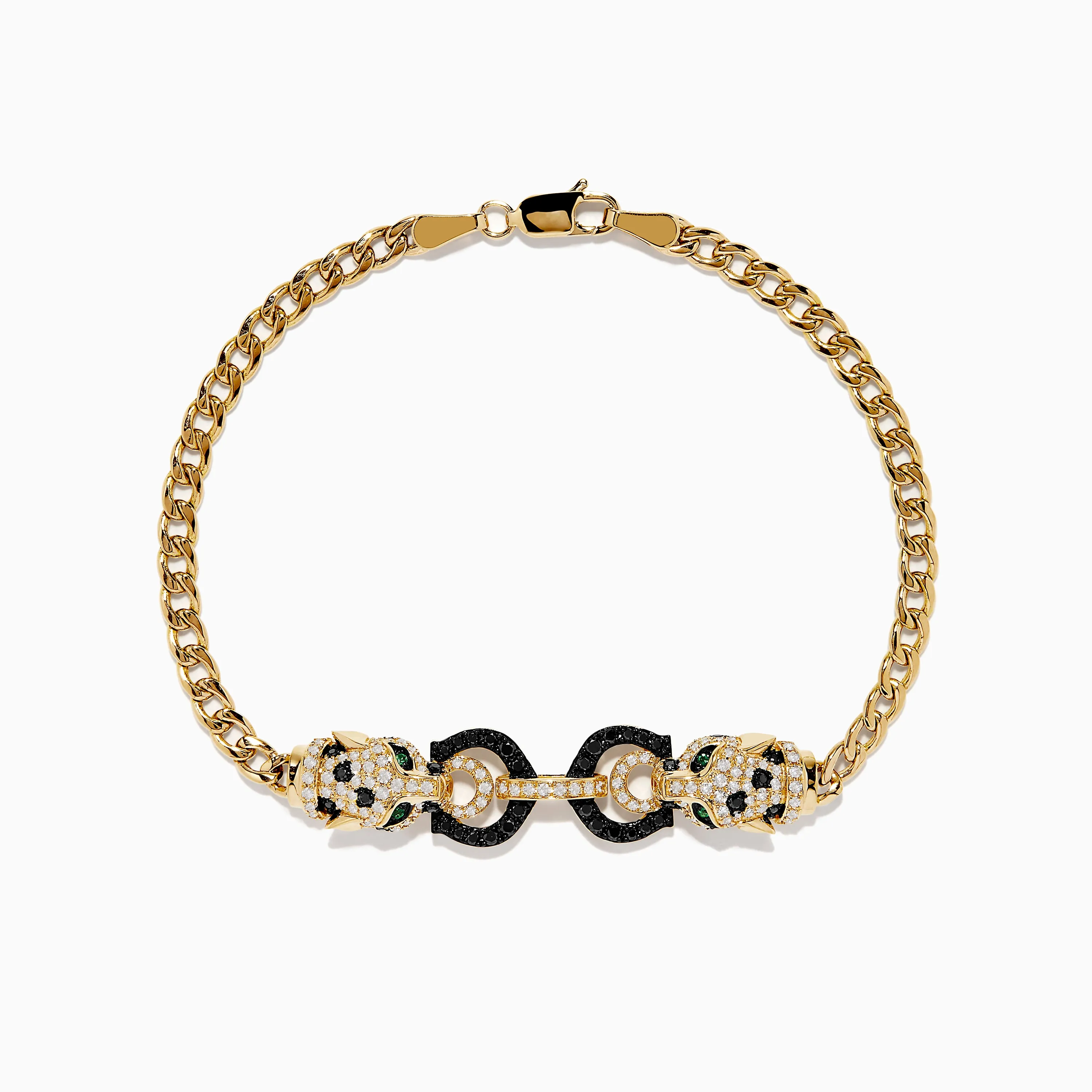 Signature 14K Yellow Gold Black and White Diamond Panther Bracelet sold by Effy