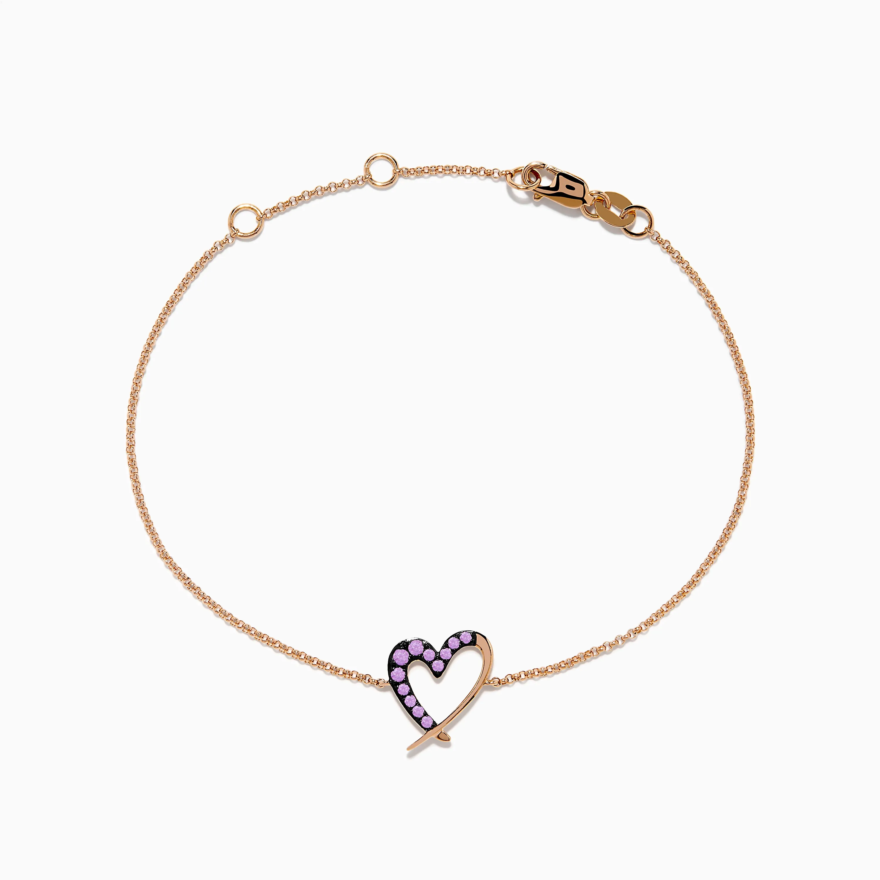 14K Rose Gold Multi Sapphire Heart Bracelet sold by Effy