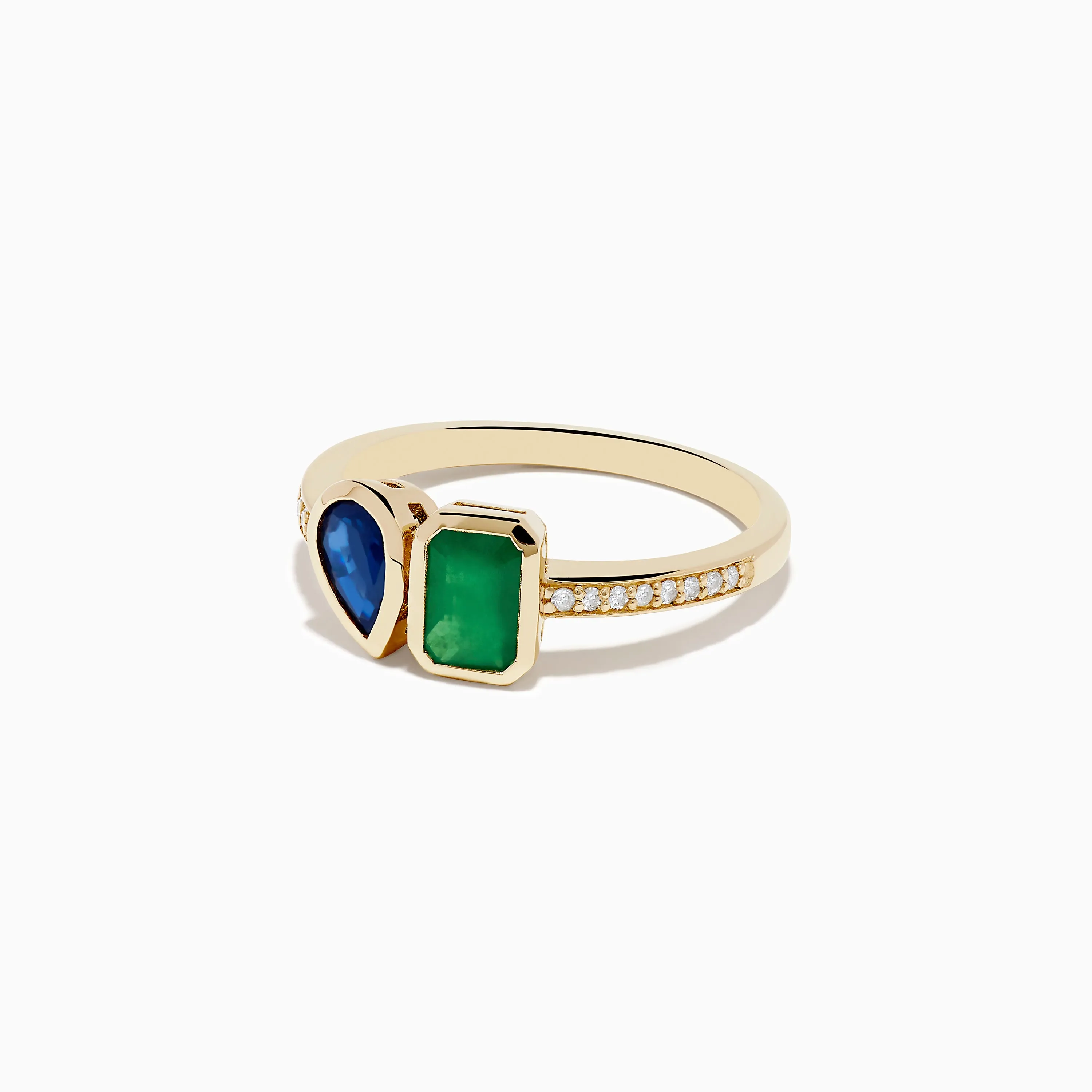 14K Yellow Gold Emerald and Sapphire Toi Et Moi Diamond Ring sold by Effy product image thumbnail 2