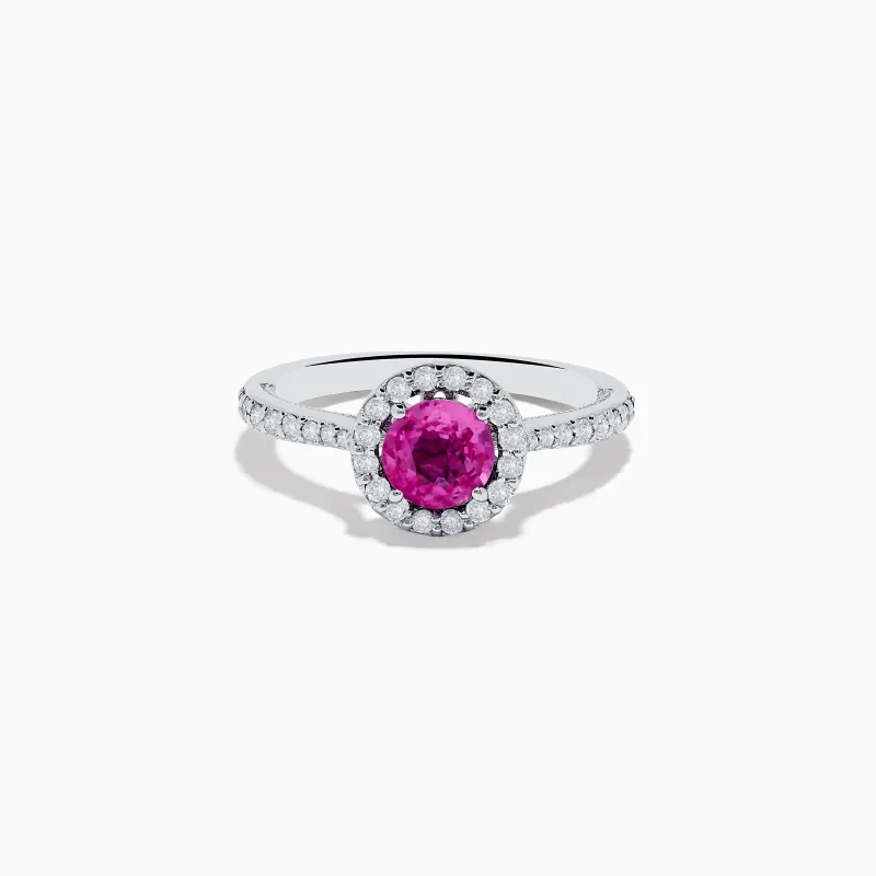 14K White Gold Pink Sapphire and Diamond Ring sold by Effy