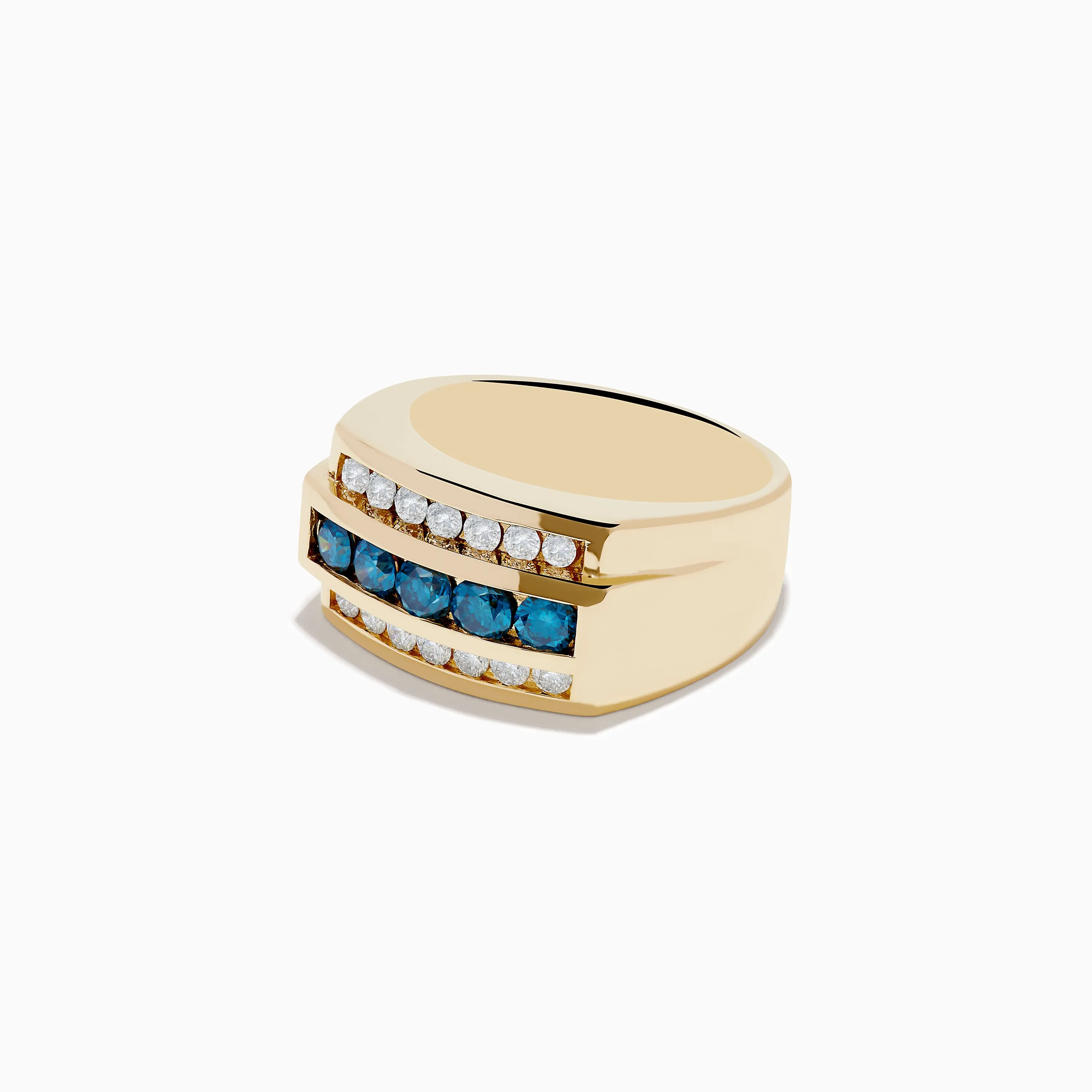 Men's 14K Yellow Gold Blue and White Diamond Ring sold by Effy product image thumbnail 2
