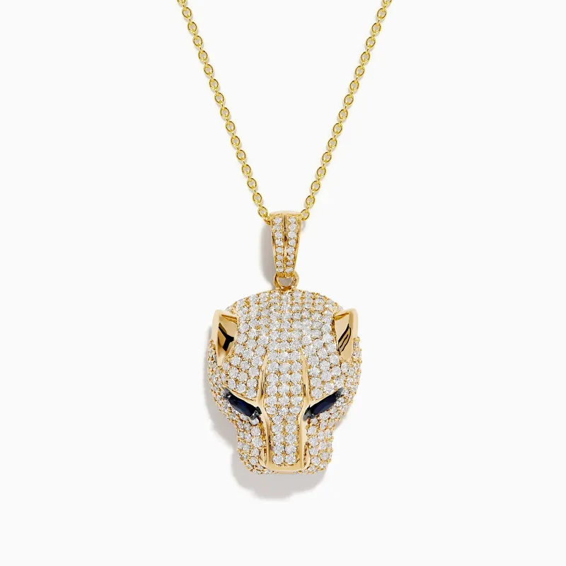 Signature 14K Yellow Gold Sapphire and Diamond Panther Pendant sold by Effy
