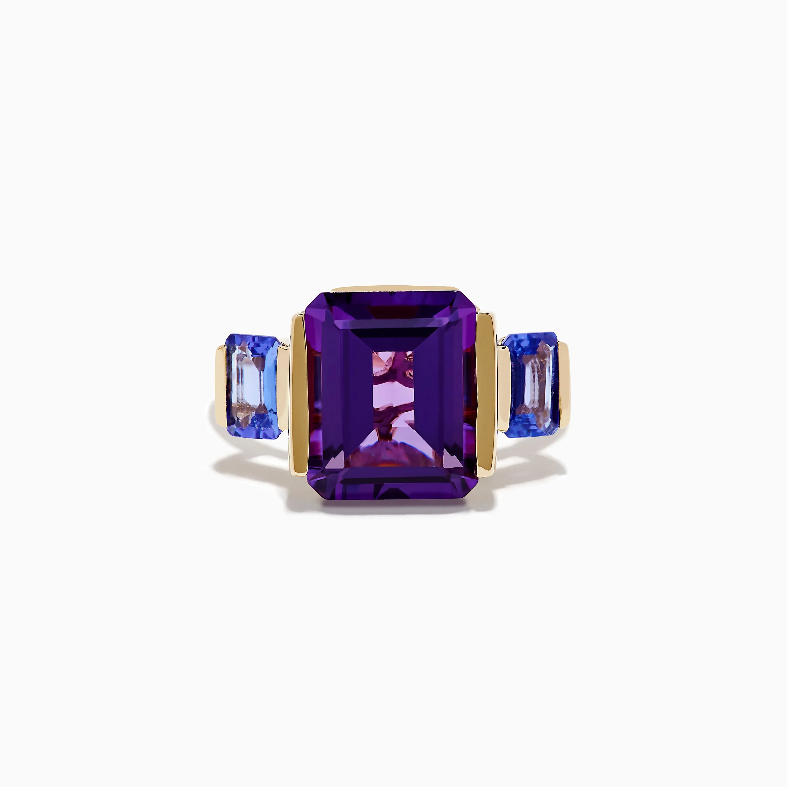 14K Yellow Gold Amethyst and Tanzanite 3 Stone Ring sold by Effy
