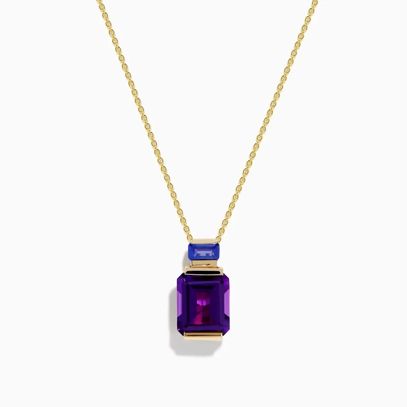 14K Yellow Gold Amethyst and Tanzanite Pendant sold by Effy