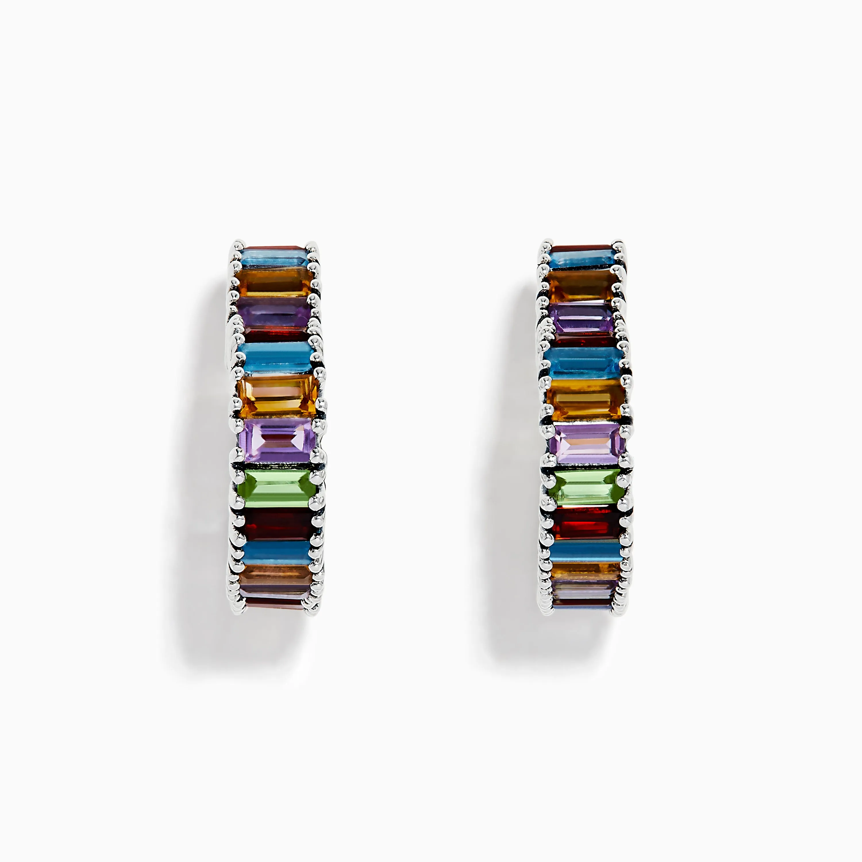 Mosaic 925 Sterling Silver Multi Color Gemstone Heart Earrings sold by Effy product image thumbnail 2