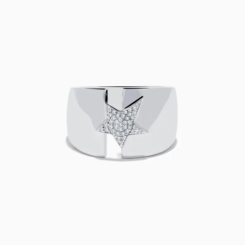 925 Sterling Silver Diamond Star Wide Band Ring sold by Effy