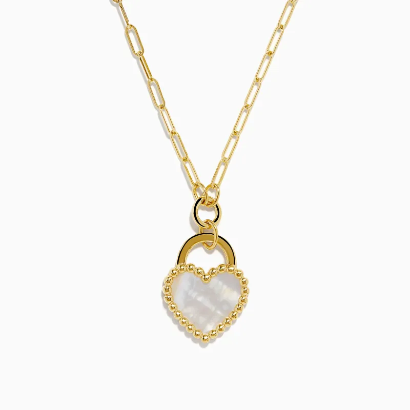 14K Yellow Gold Mother of Pearl Heart Pendant sold by Effy