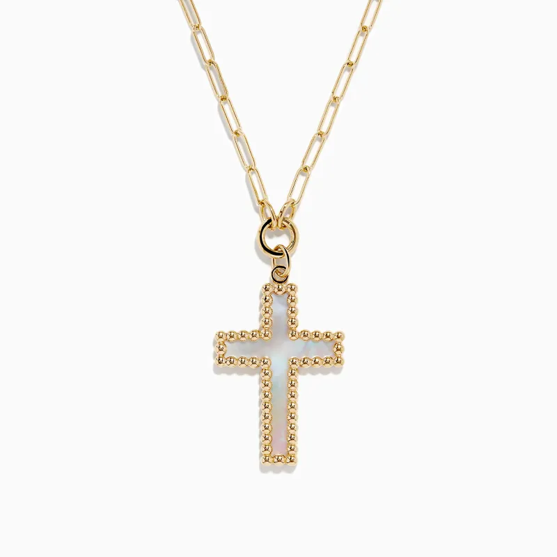 14K Yellow Gold Mother of Pearl Cross Pendant sold by Effy