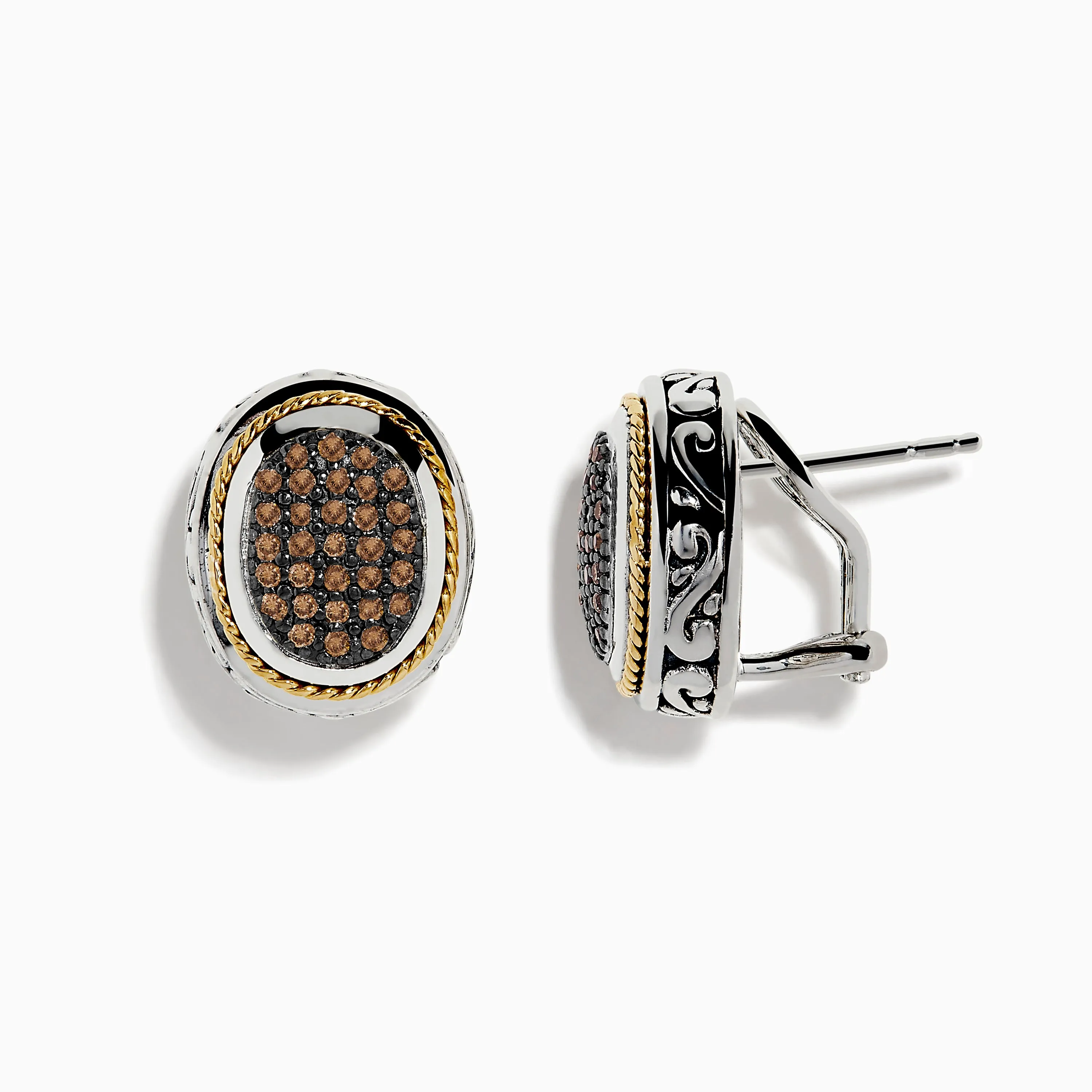 Espresso 925 Sterling Silver and 18K Yellow Gold Espresso Diamond Earrings sold by Effy product image thumbnail 2