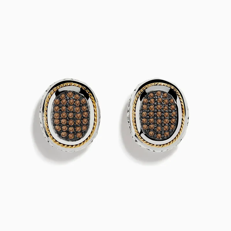 Espresso 925 Sterling Silver and 18K Yellow Gold Espresso Diamond Earrings sold by Effy