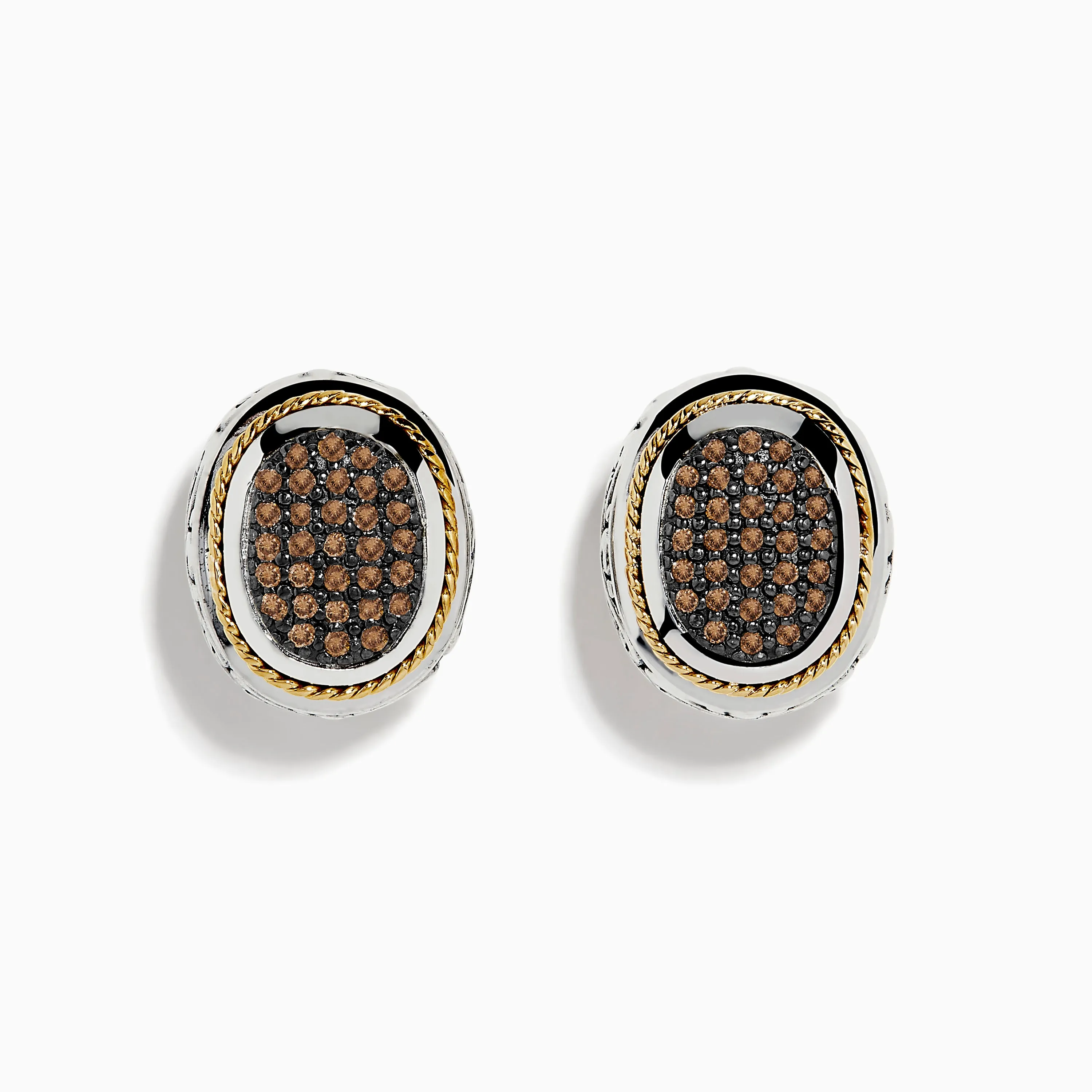 Espresso 925 Sterling Silver and 18K Yellow Gold Espresso Diamond Earrings sold by Effy