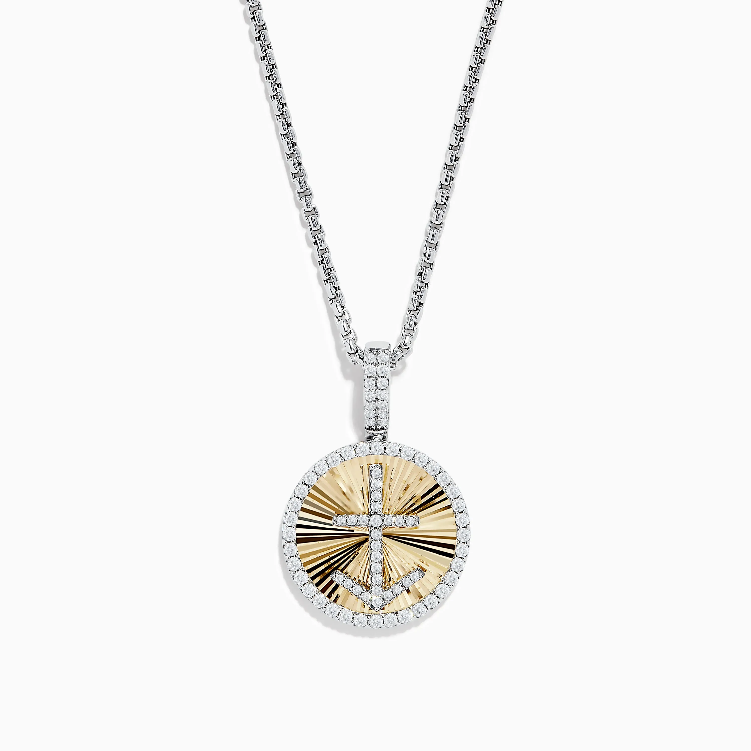 Novelty 14K White & Yellow Gold Diamond Anchor Coin Pendant sold by Effy