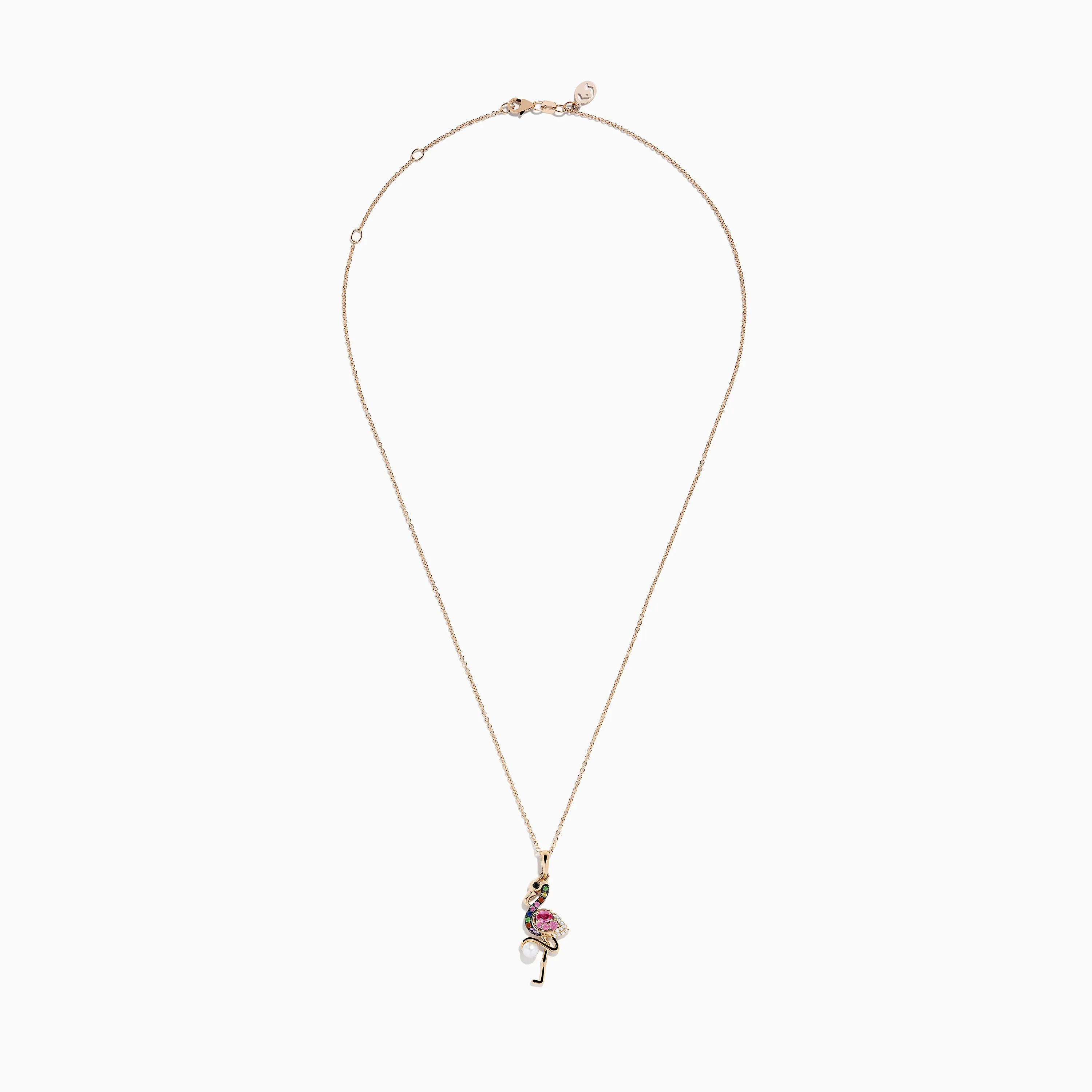14K Rose Gold Multi Color Sapphire, Pearl and Diamond Flamingo Pendant sold by Effy product image thumbnail 2