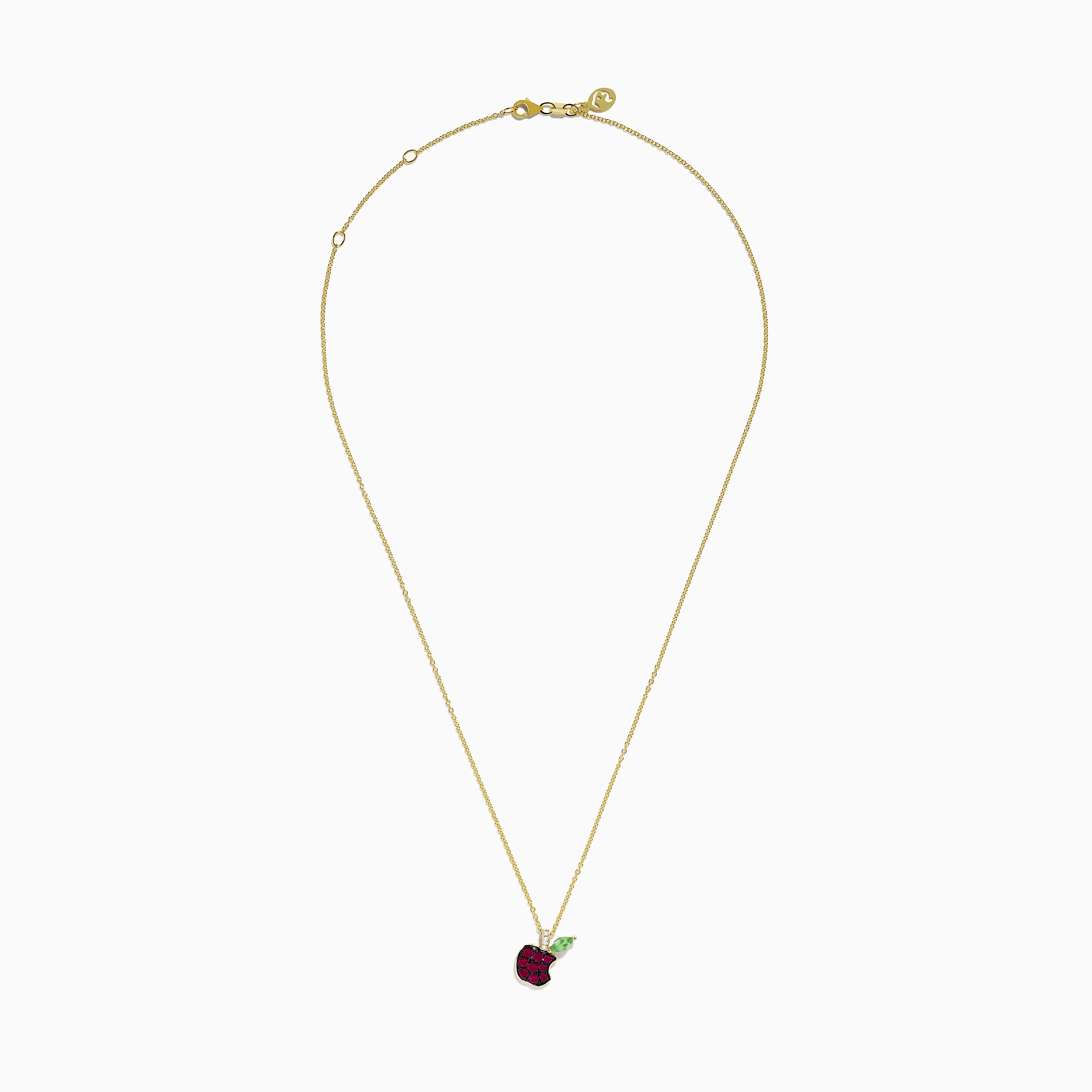 Novelty 14K Yellow Gold Ruby, Tsavorite and Diamond Apple Pendant sold by Effy product image thumbnail 2