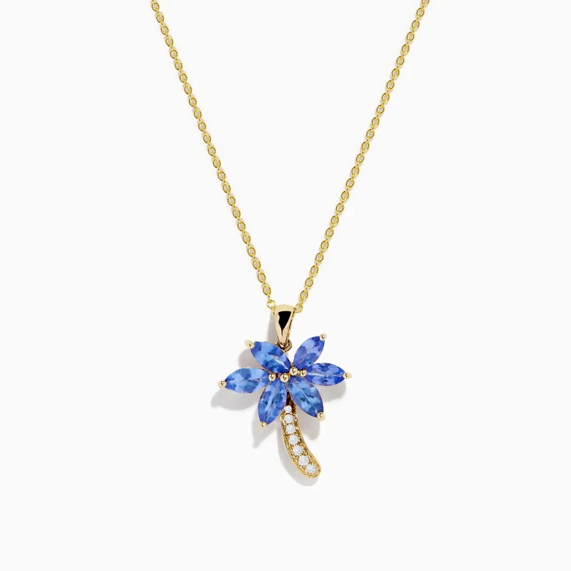 Nahla Siri 14K Yellow Gold Tanzanite and Diamond Palm Tree Pendant sold by Effy