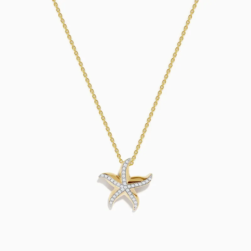 Seaside 14K Yellow Gold Diamond Starfish Pendant sold by Effy
