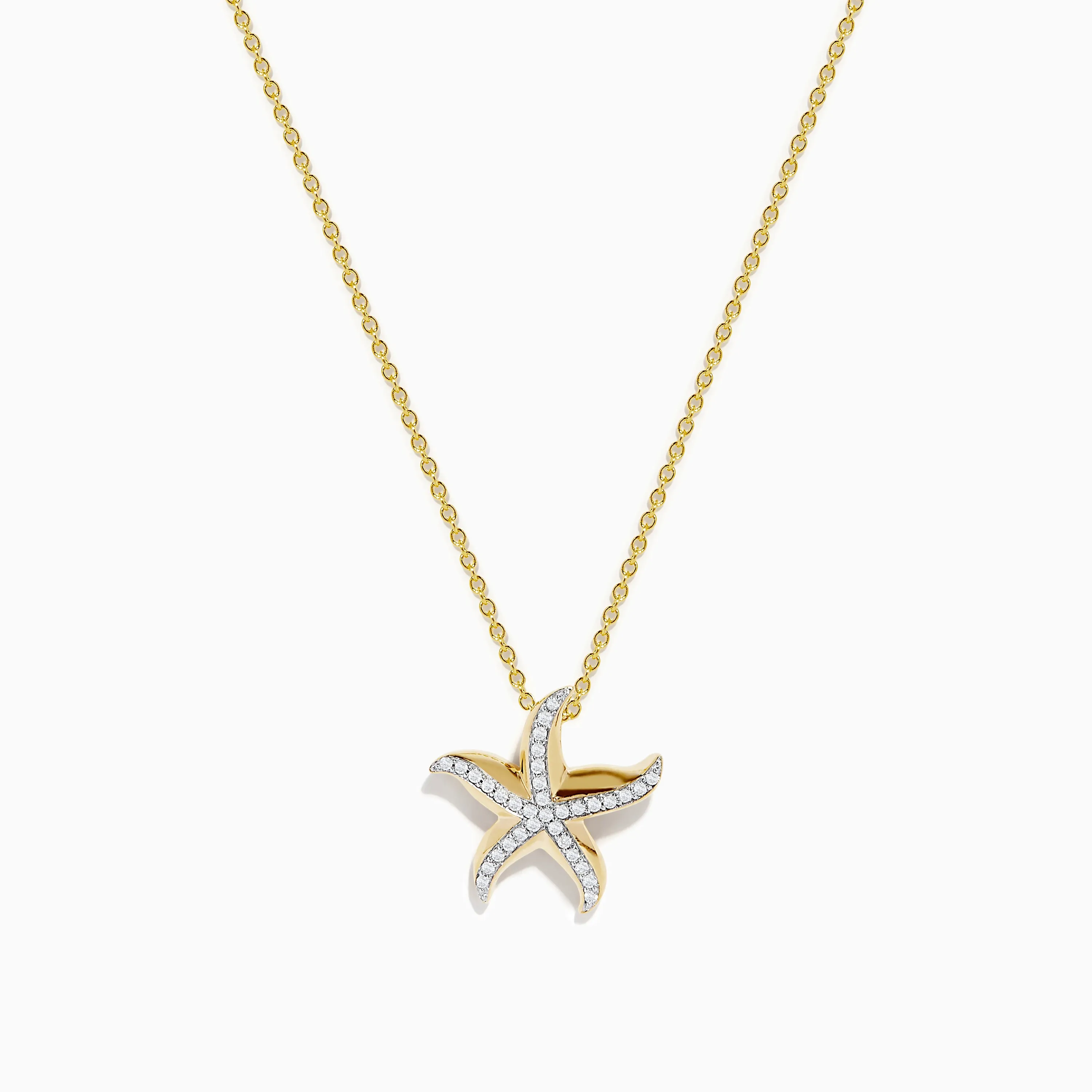 Seaside 14K Yellow Gold Diamond Starfish Pendant sold by Effy