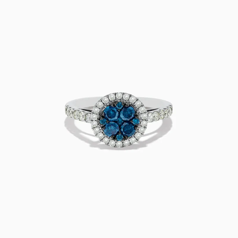 Bella Bleu 14K White Gold Blue and White Diamond Ring sold by Effy
