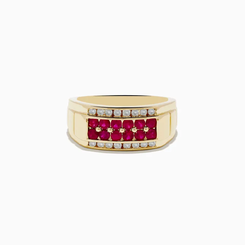 Men's Ruby Royale 14K Yellow Gold Ruby and Diamond Ring sold by Effy
