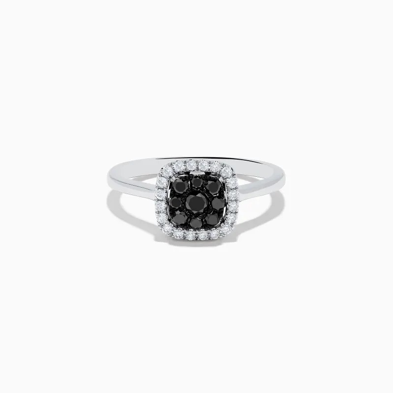 14K White Gold White and Black Diamond Ring sold by Effy