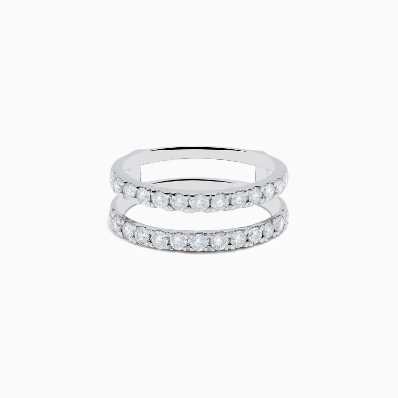 14K White Gold Double Band Diamond Ring 0.97 TCW sold by Effy