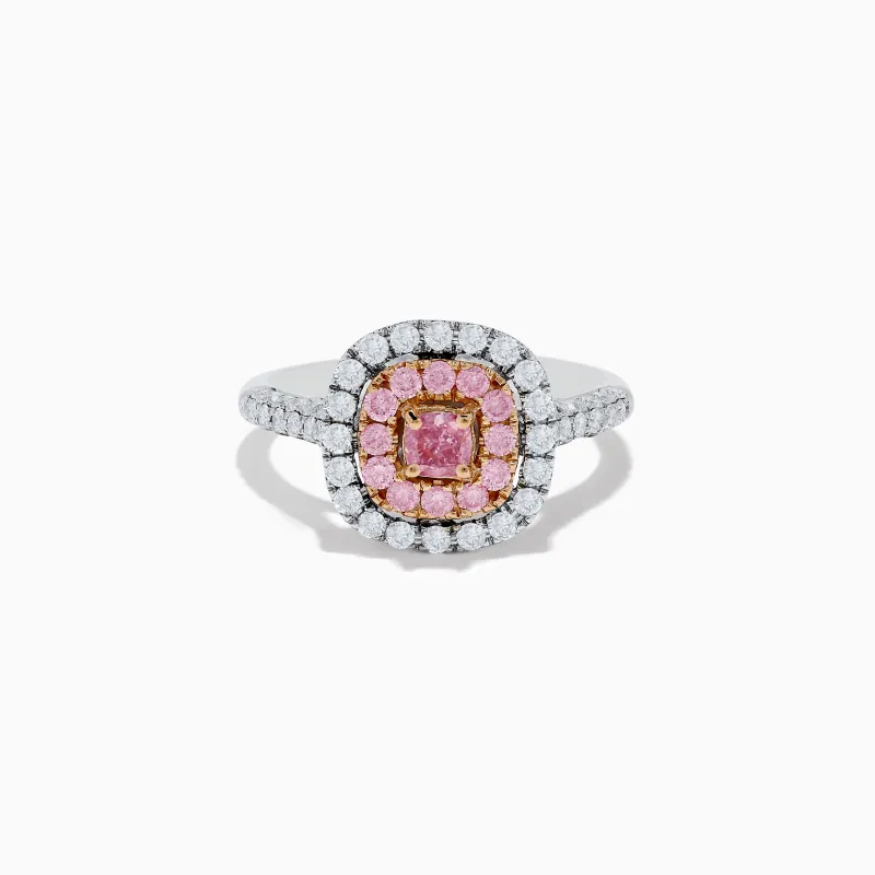 18K Two Tone Gold White and Pink Diamond Ring sold by Effy