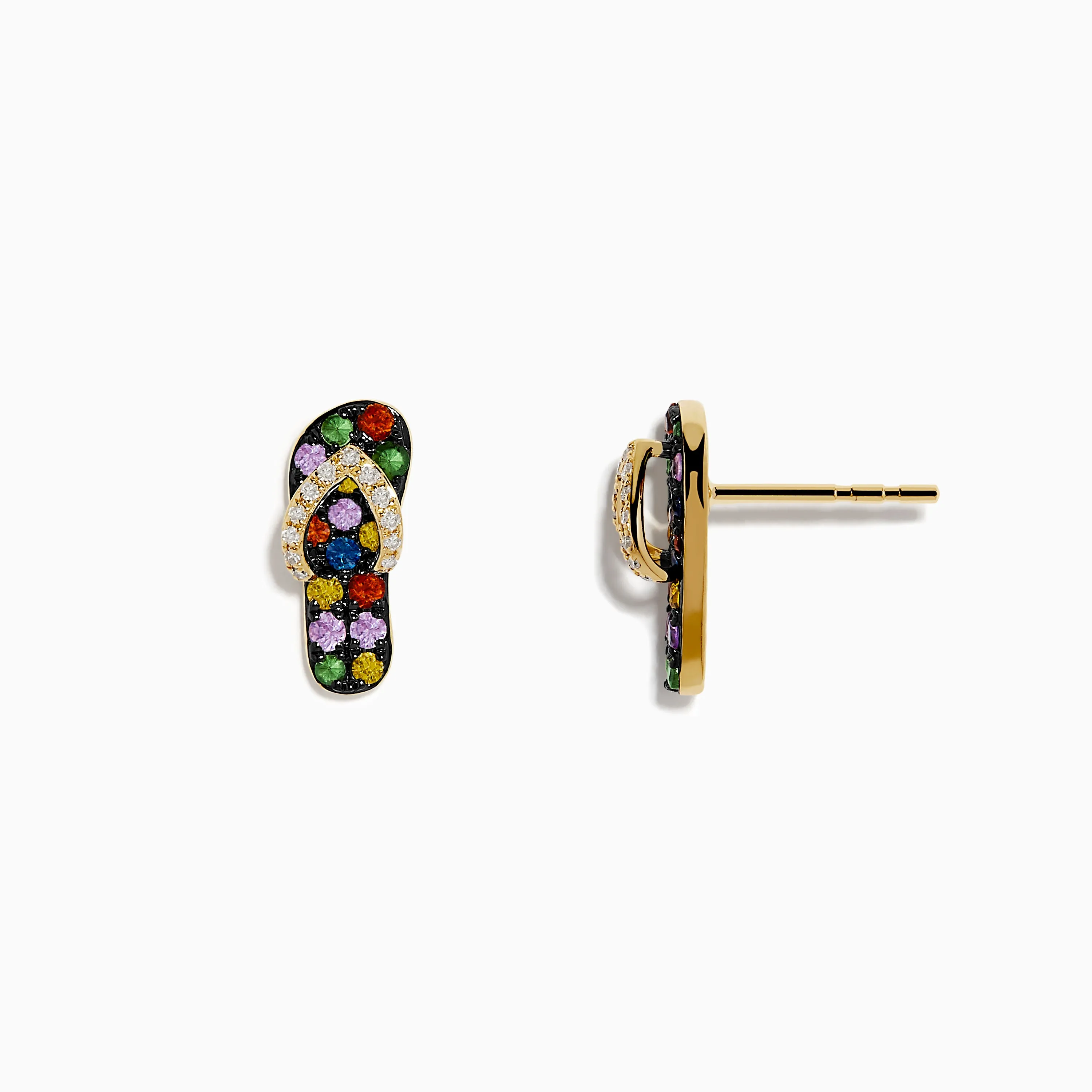 14K Yellow Gold Multi Color Sapphire and Diamond Sandal Earrings sold by Effy product image thumbnail 2