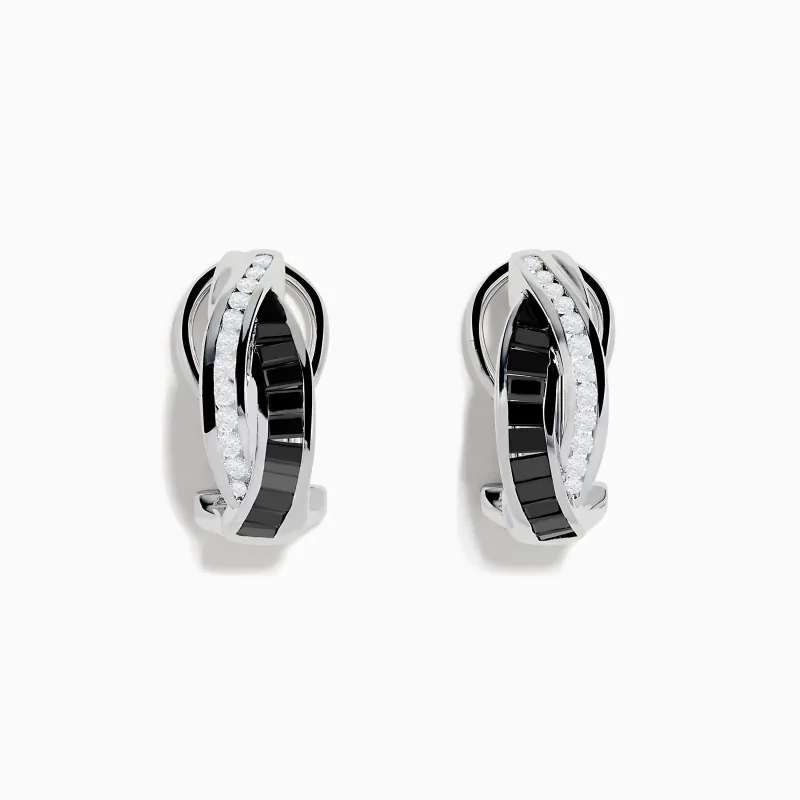 14K White Gold White and Black Diamond Earrings sold by Effy