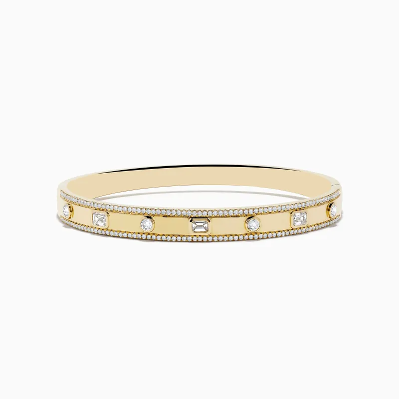 D'Oro 14K Yellow Gold Bezel Set Diamond Bangle 1.72 TCW sold by Effy
