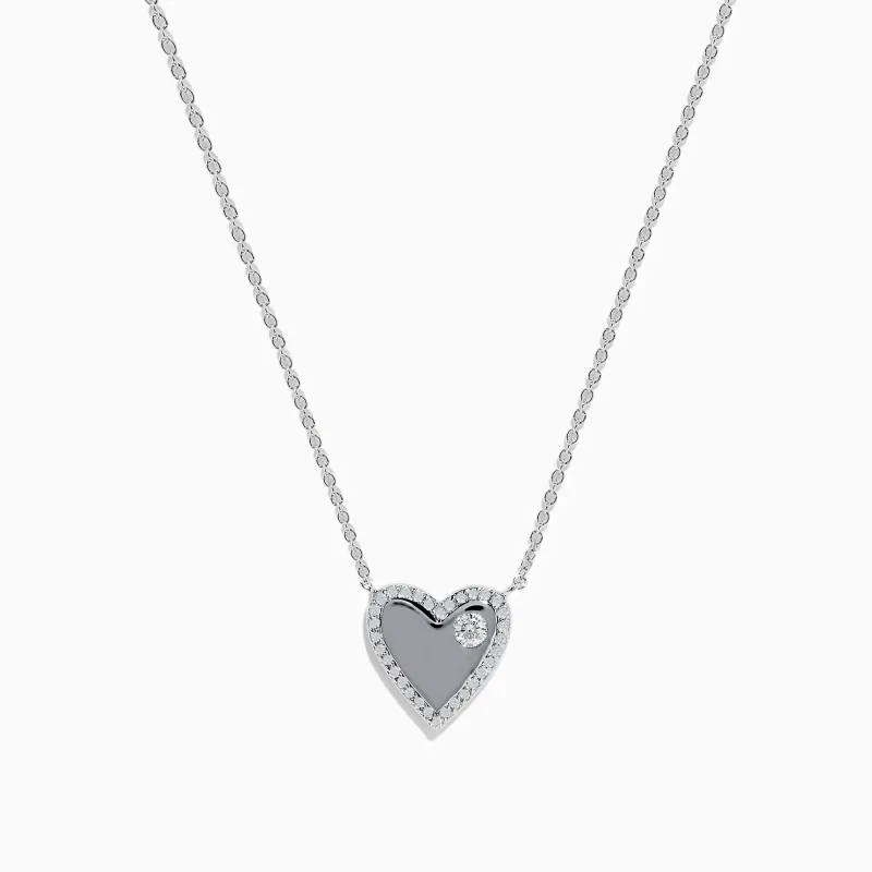14K White Gold Diamond Heart Necklace sold by Effy
