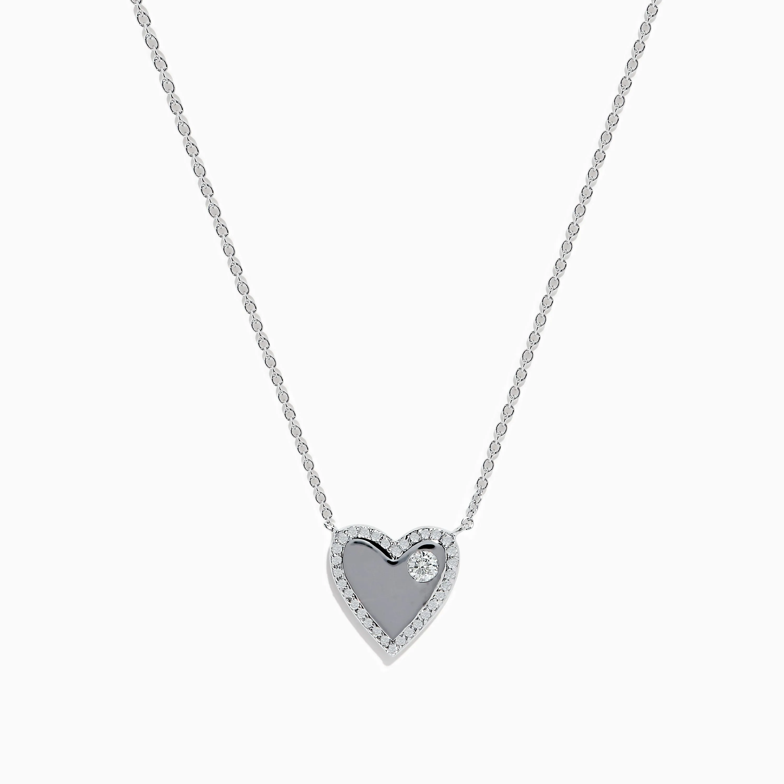 14K White Gold Diamond Heart Necklace sold by Effy