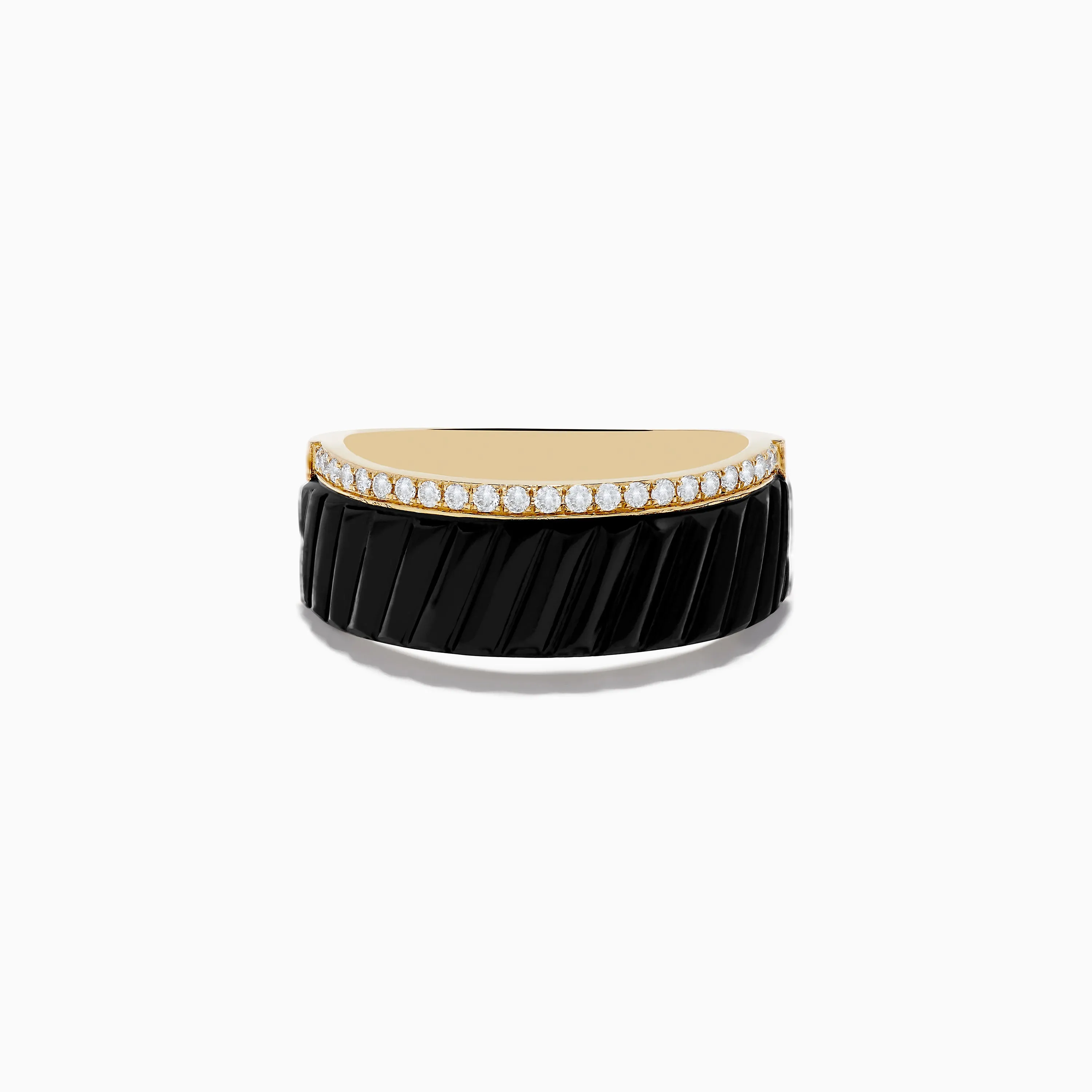 Men's Eclipse14K Yellow Gold Onyx and Diamond Band Ring sold by Effy