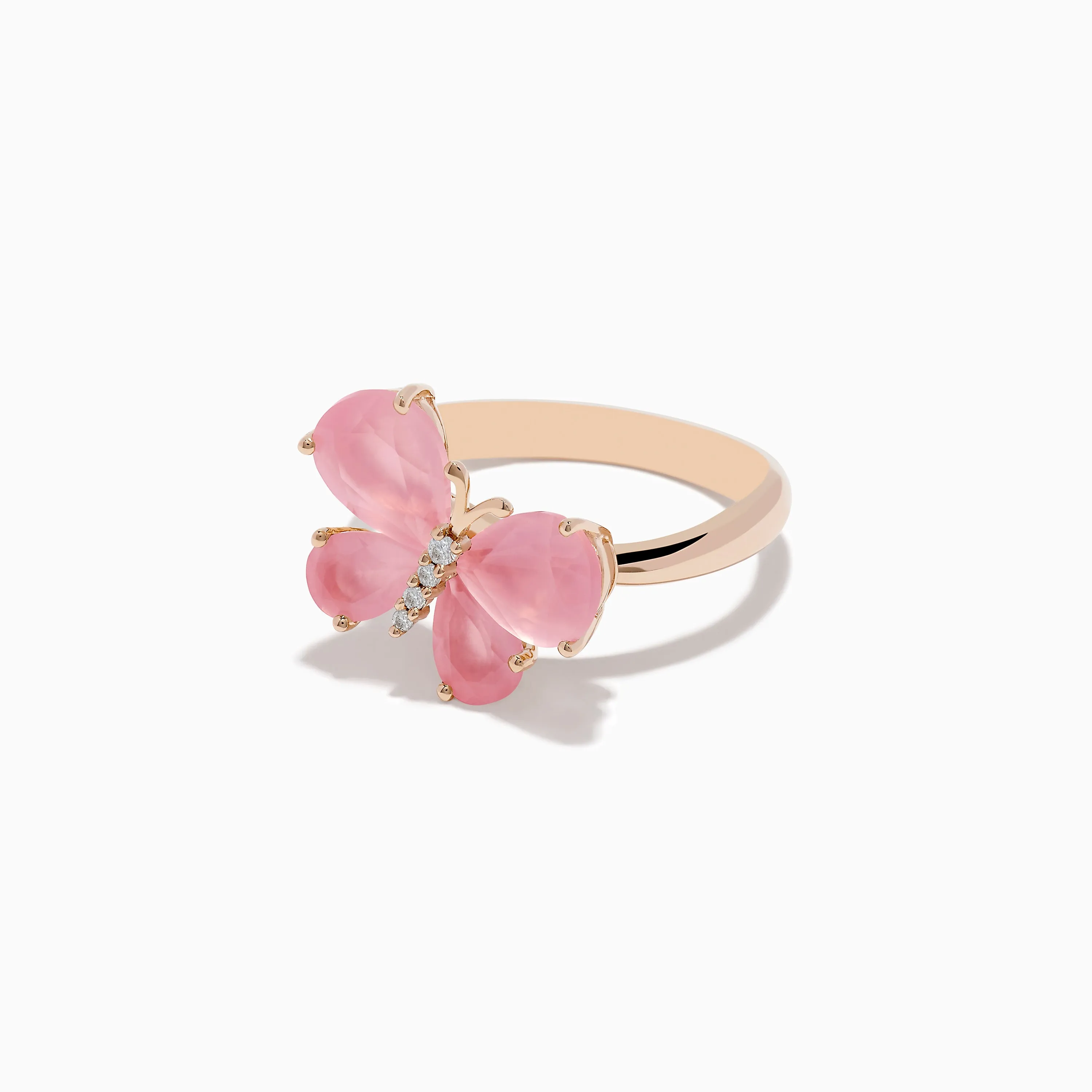 14K Rose Gold Rose Quartz and Diamond Butterfly Ring sold by Effy product image thumbnail 2