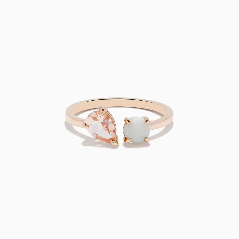 Aurora 14K Rose Gold Opal and Morganite Toi Et Moi Ring sold by Effy