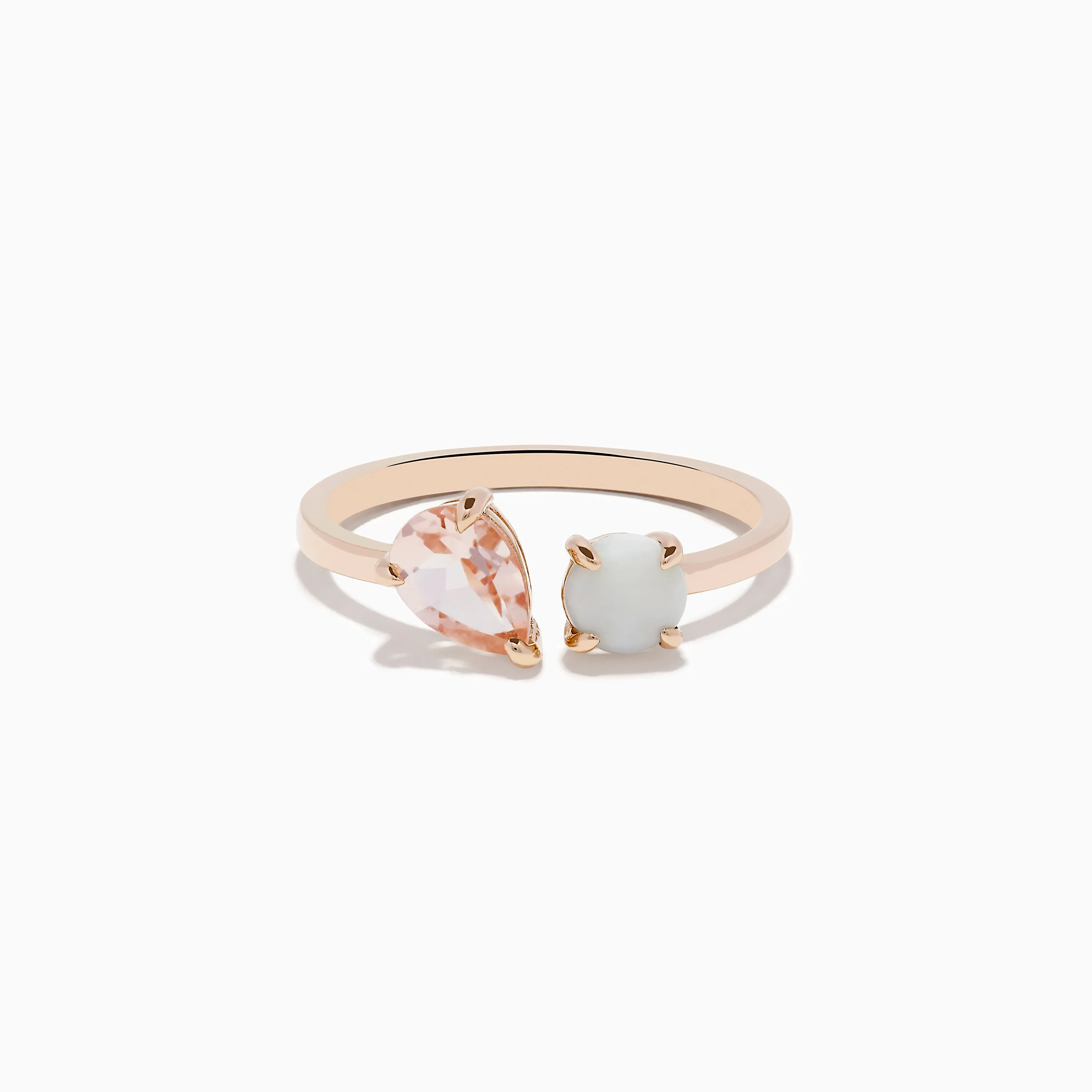 Aurora 14K Rose Gold Opal and Morganite Toi Et Moi Ring sold by Effy