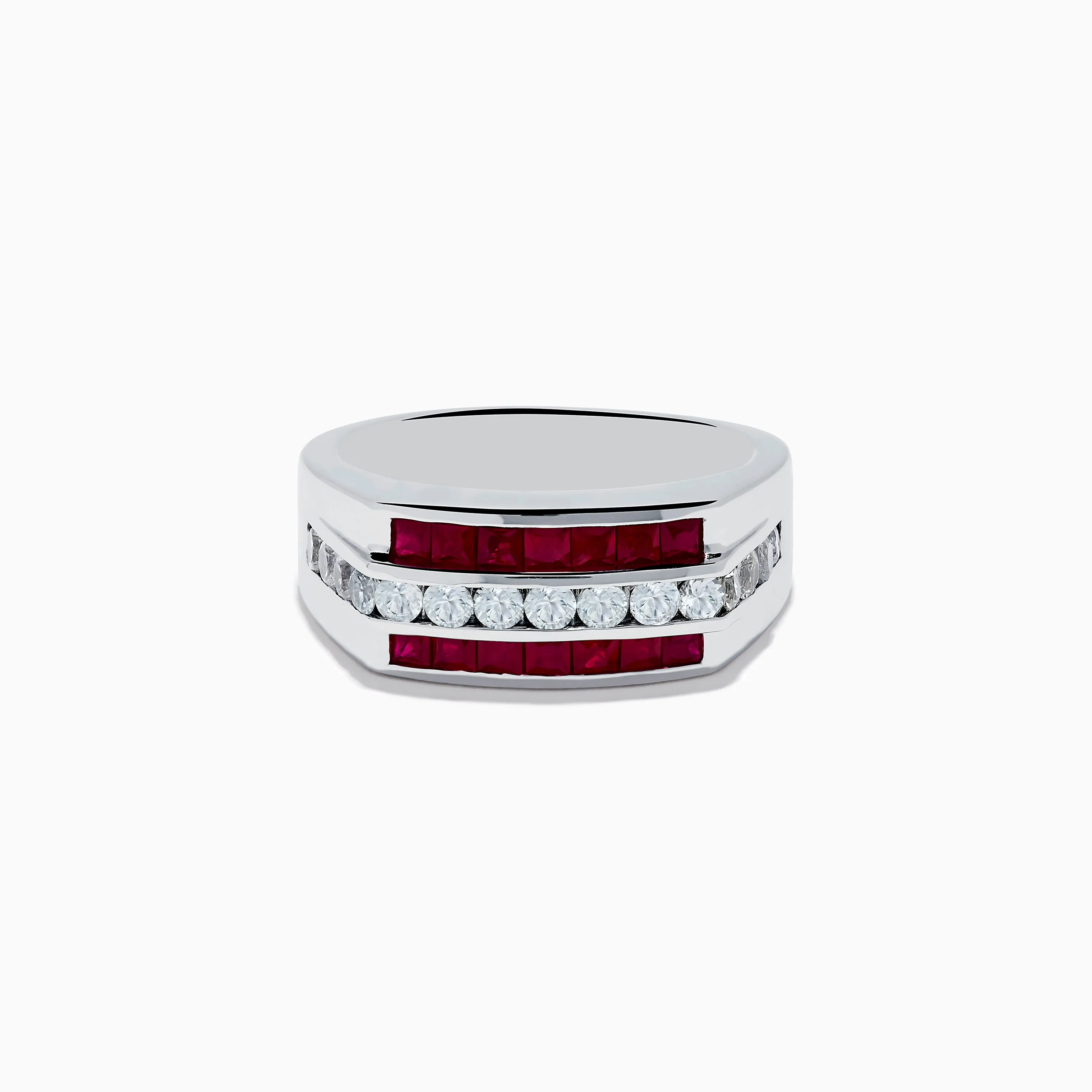 Men's 925 Sterling Silver Ruby and White Sapphire Ring sold by Effy