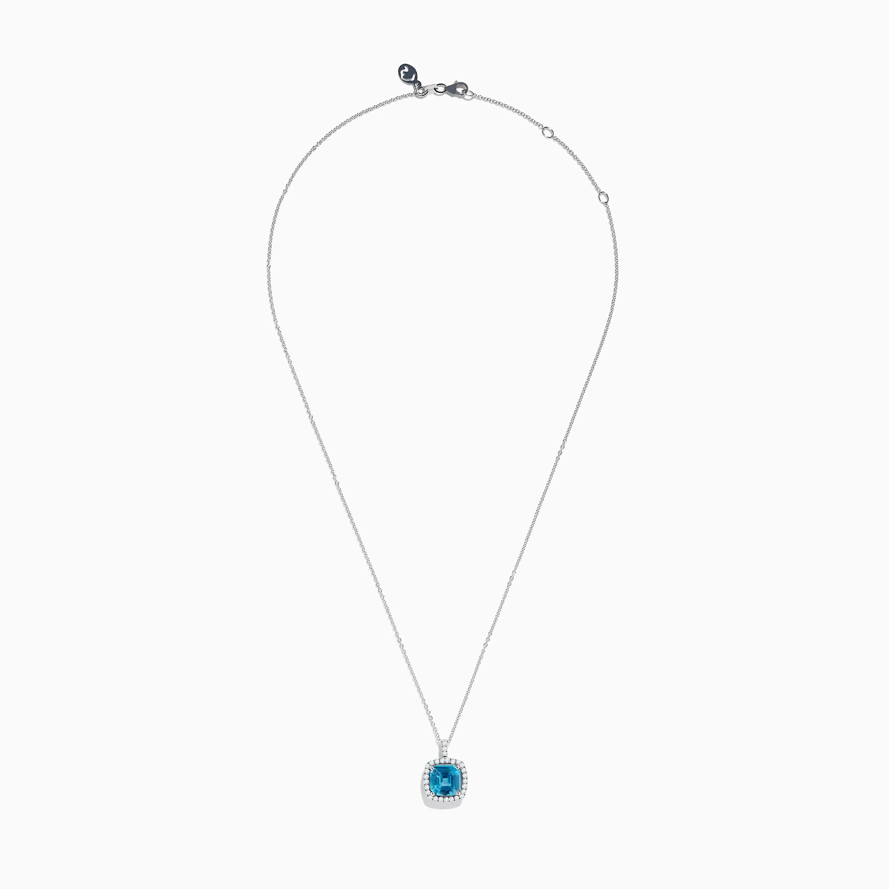 14K White Gold Blue Zircon and Diamond Pendant sold by Effy product image thumbnail 2